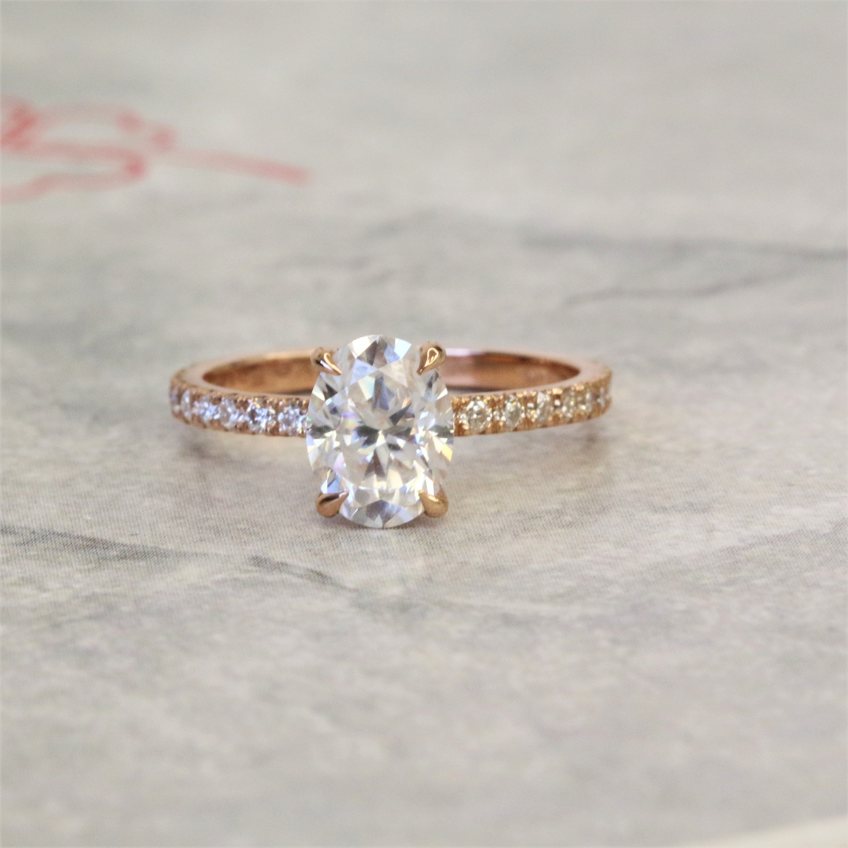 Hidden Halo Natural Oval Diamond Engagement Ring