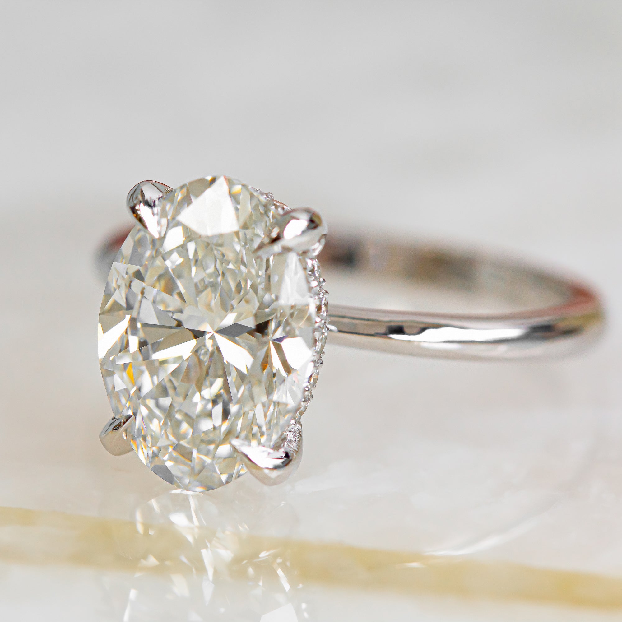 3 Carat Claw Prongs Natural Oval Diamond Engagement Ring