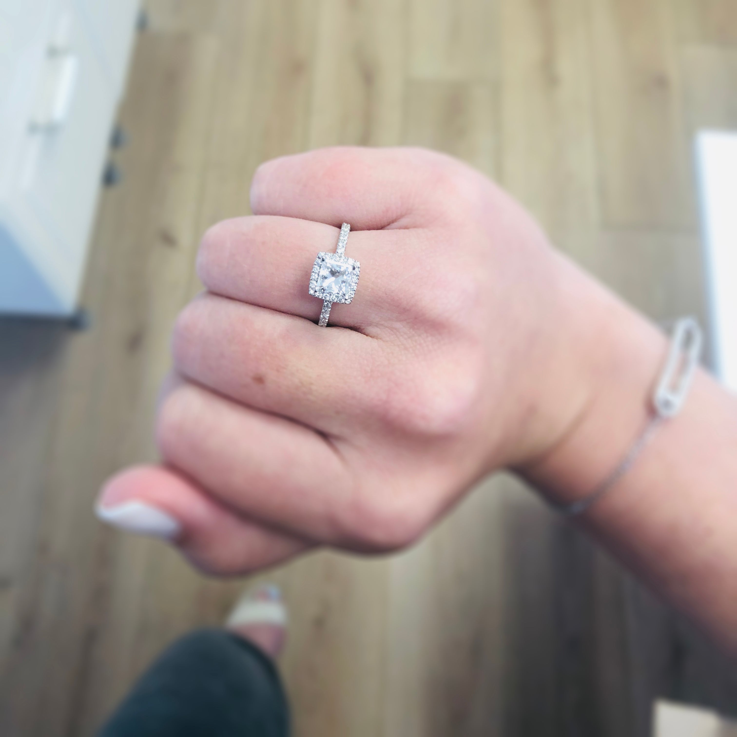 Accent Diamonds Natural Princess Diamond Engagement Ring