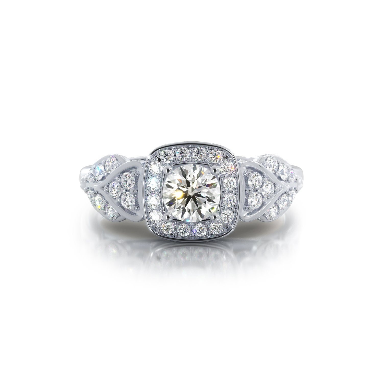 Pav'e Natural Round Diamond Engagement Ring
