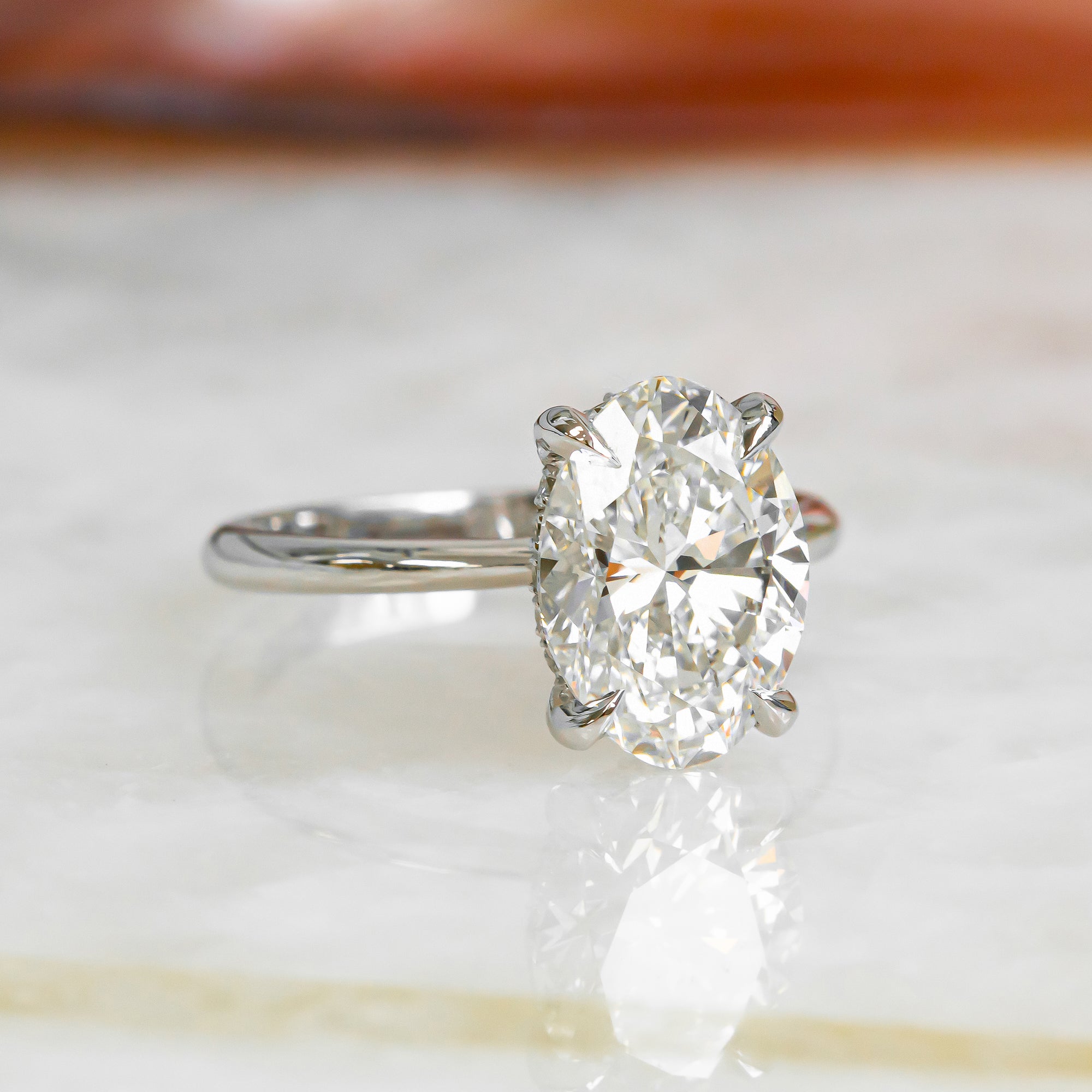 3 Carat Claw Prongs Natural Oval Diamond Engagement Ring