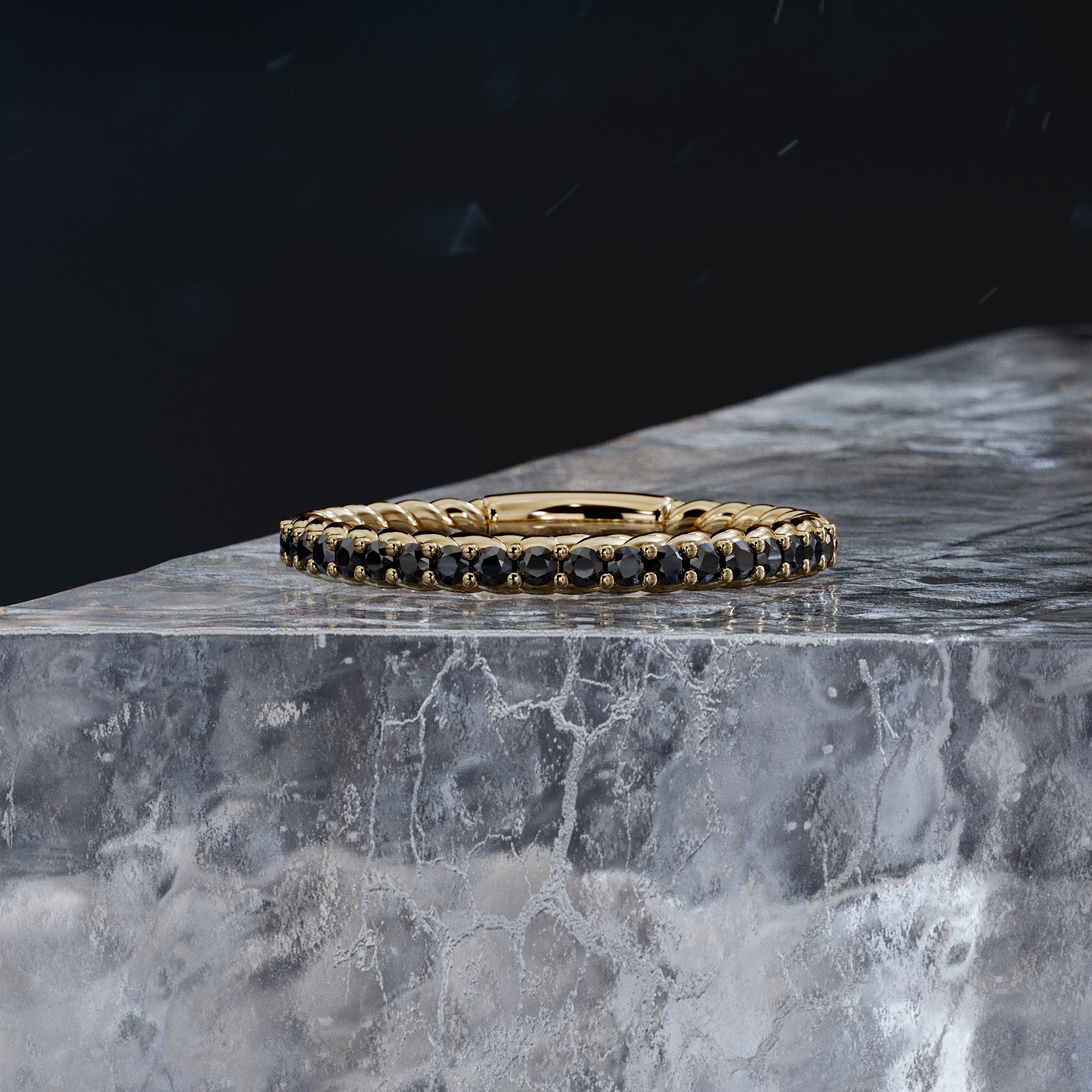 Stacking Natural Black & White Diamond Ring