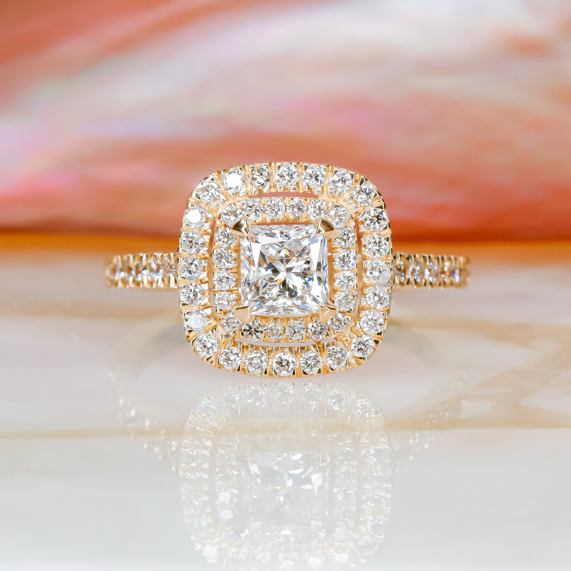 Accent Diamonds Natural Princess Diamond Engagement Ring