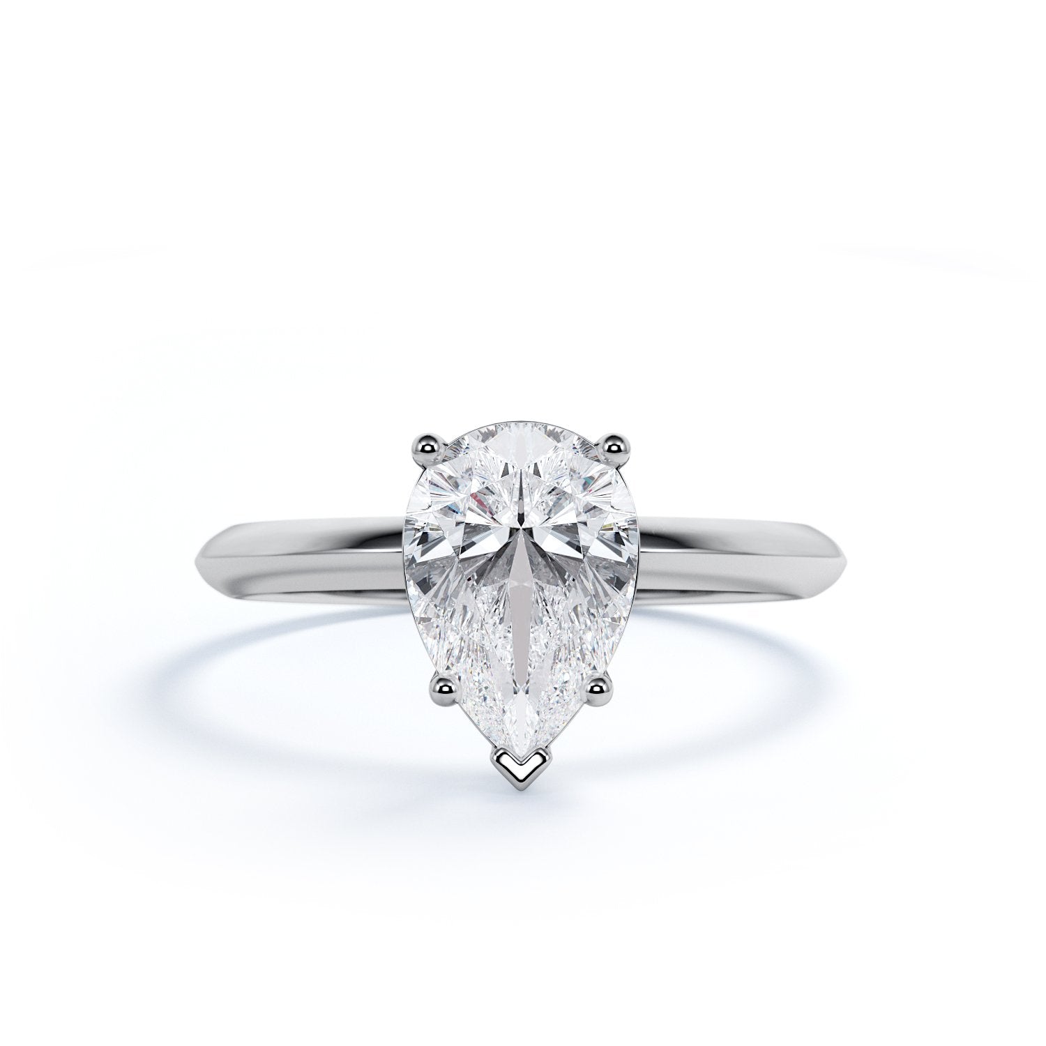 5 prongs Natural Pear Diamond Engagement Ring
