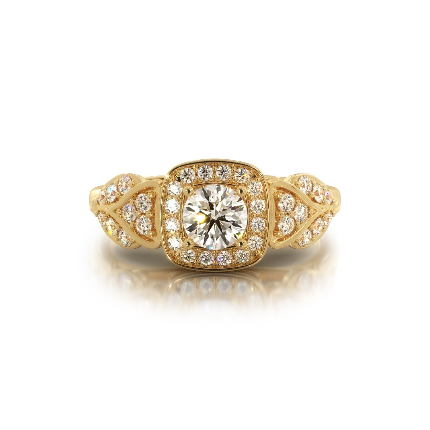 Pav'e Natural Round Diamond Engagement Ring
