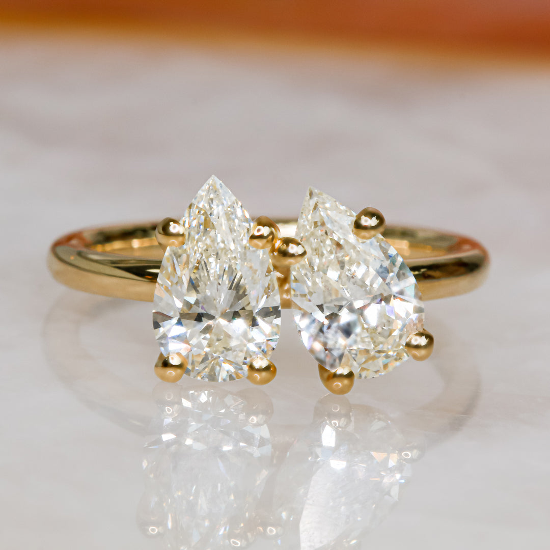 Plain Band Natural Pear Diamond Engagement Ring