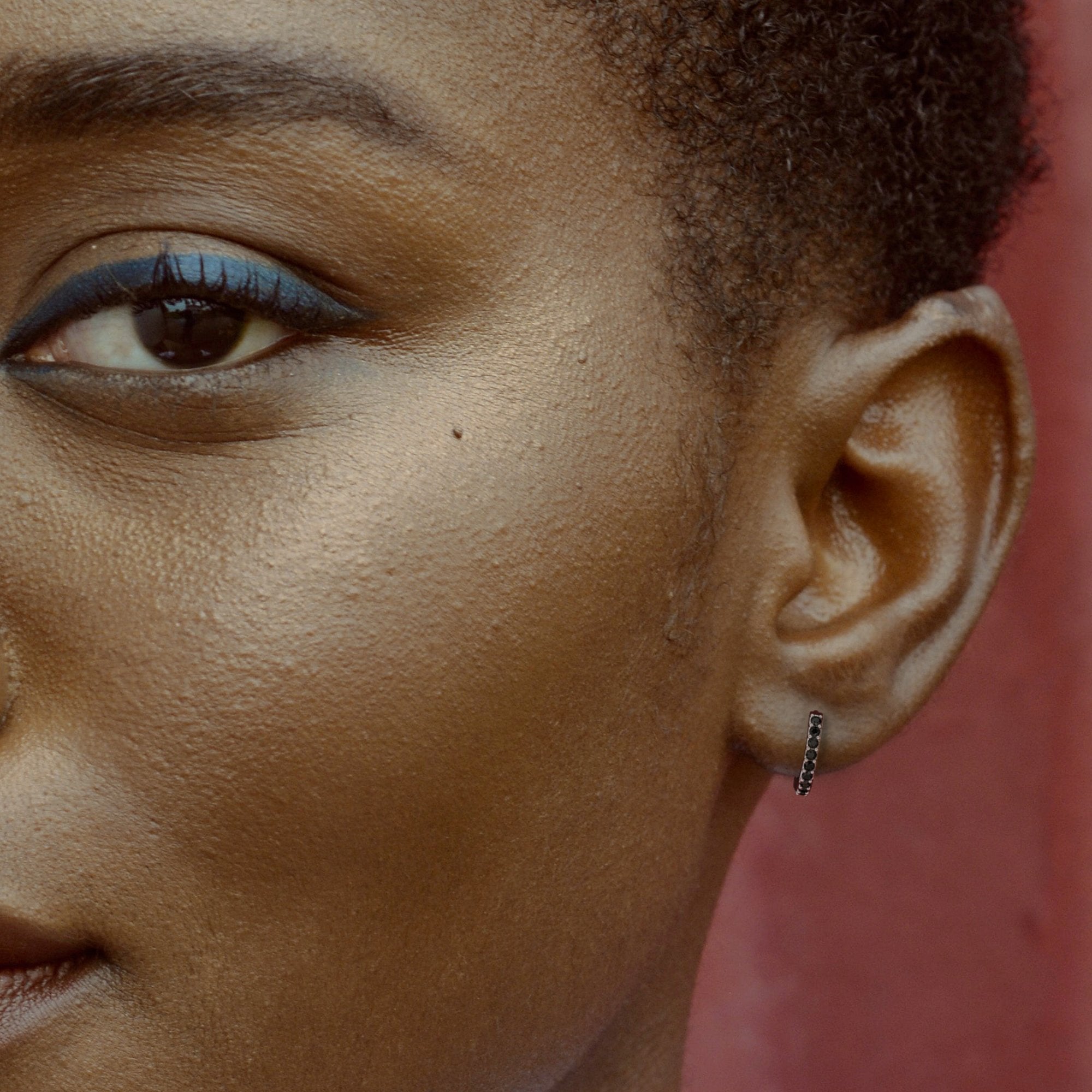 Unique Hoop Natural Black Diamonds White Gold Alternative Earrings