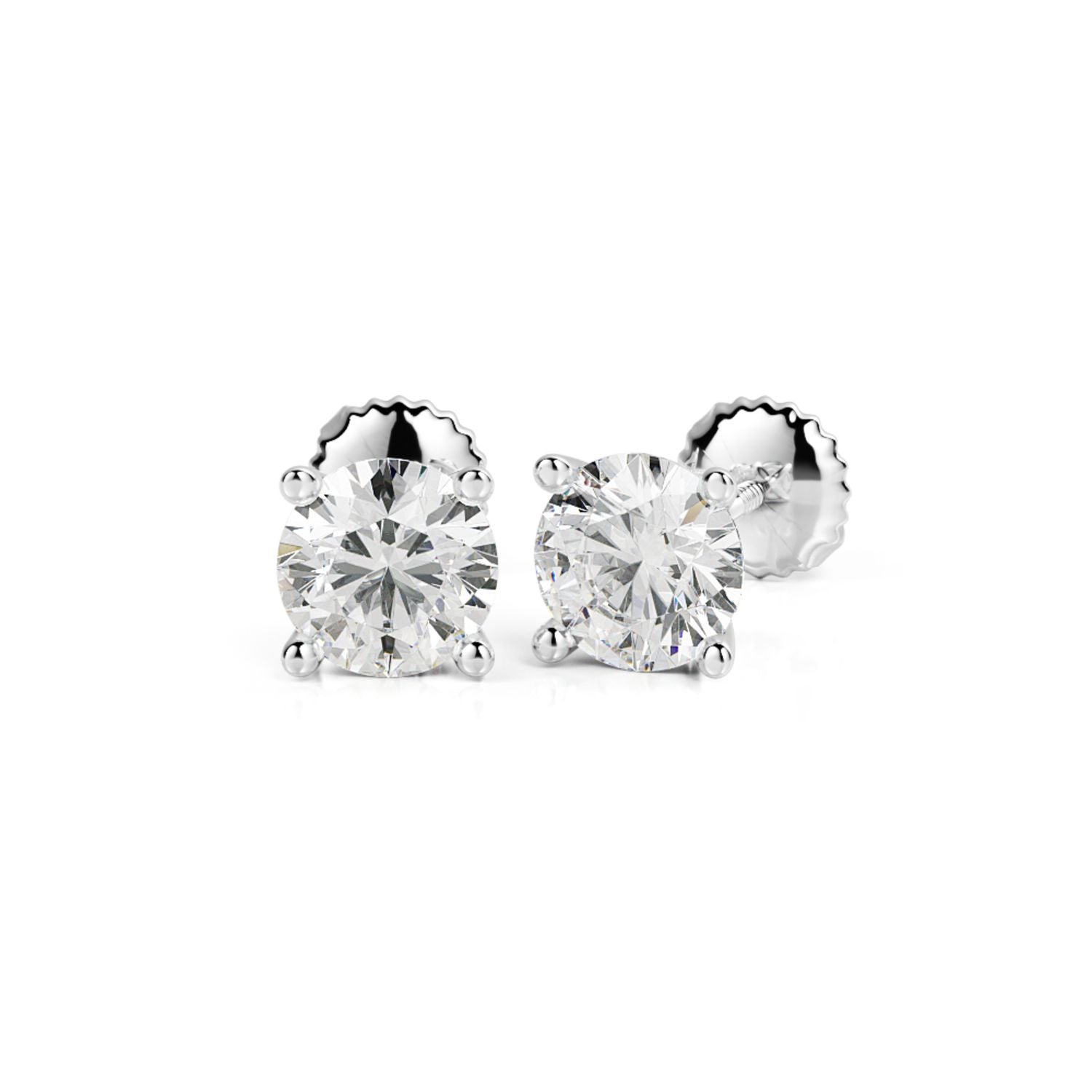 Solitaire Earrings 3 Lab Grown Diamonds in White Gold