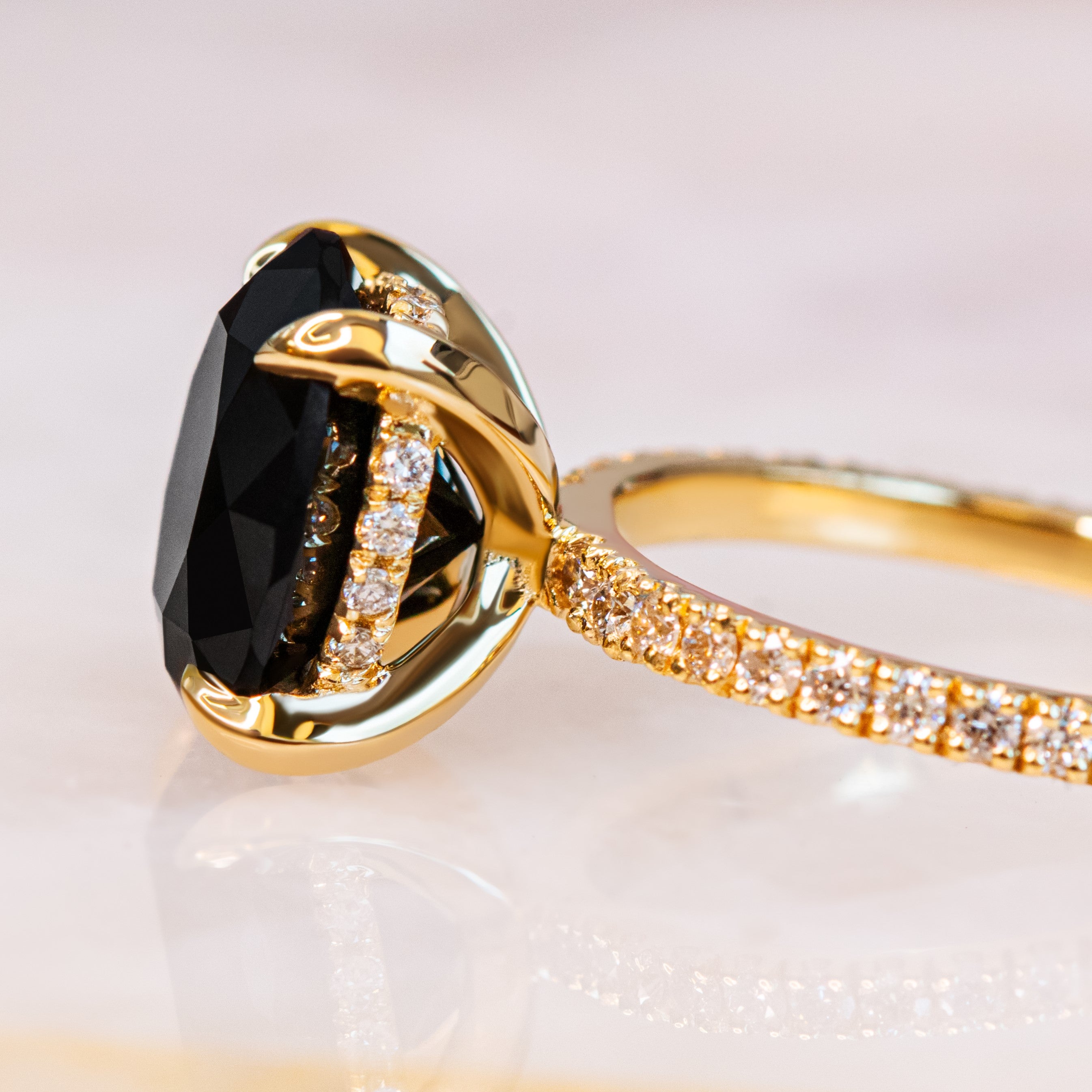 5.14 Carats Natural Black Diamond Round Engagement Ring