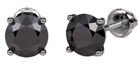 Oriented  Natural Black Diamond Triangle Engagement Ring