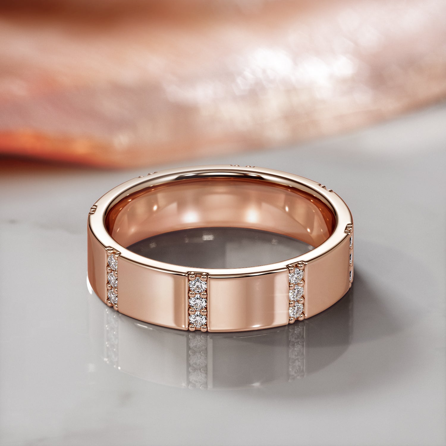 Edgy Natural Round cut Diamond Wedding Band