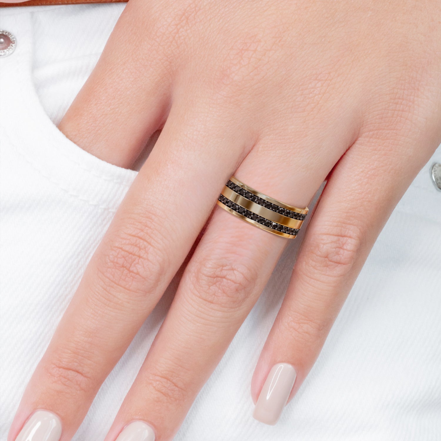Natural Black Diamond Wedding Ring For Him