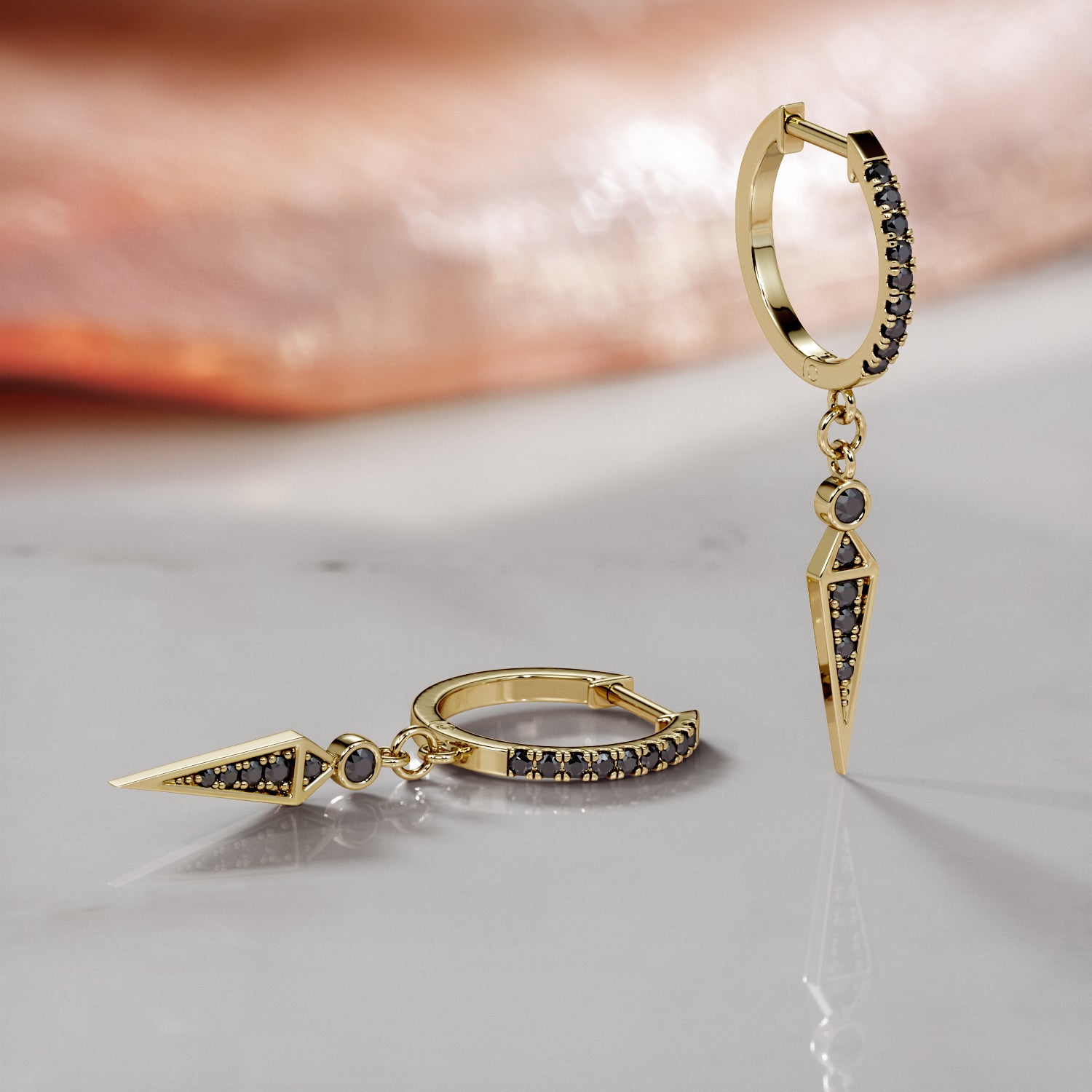 Hoop Natural Black Diamond Earrings