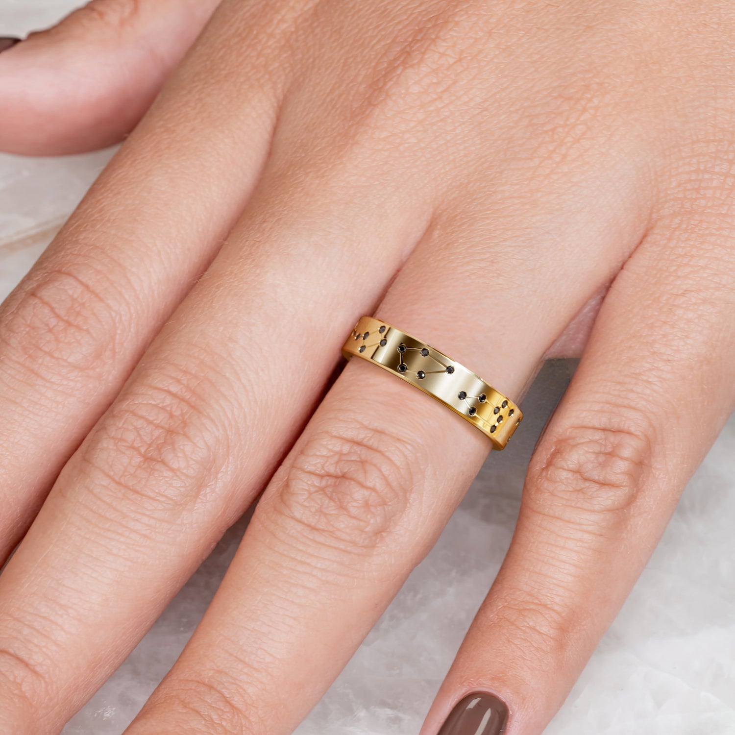 Celestial Natural Black Diamond Wedding Band For Him