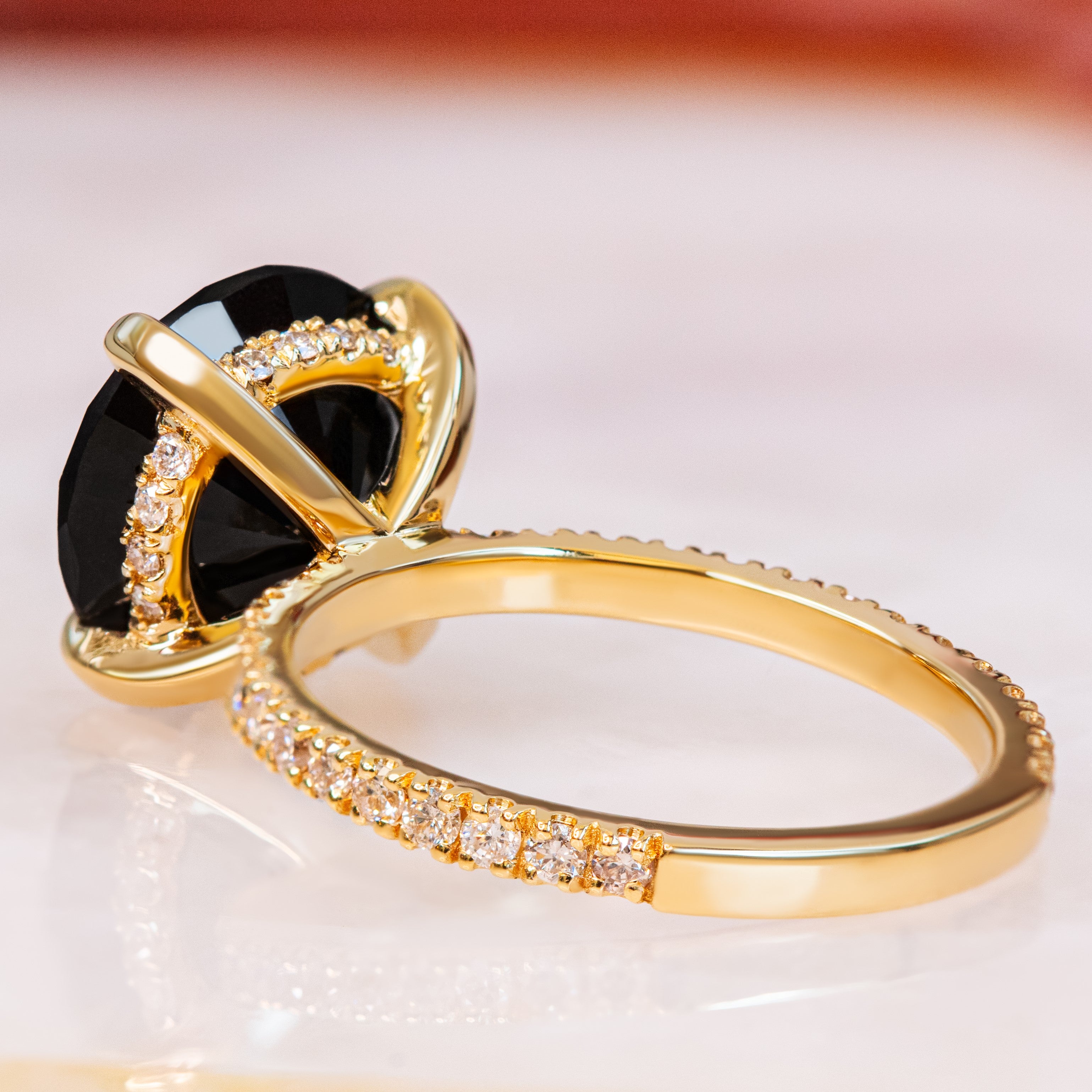 5.14 Carats Natural Black Diamond Round Engagement Ring