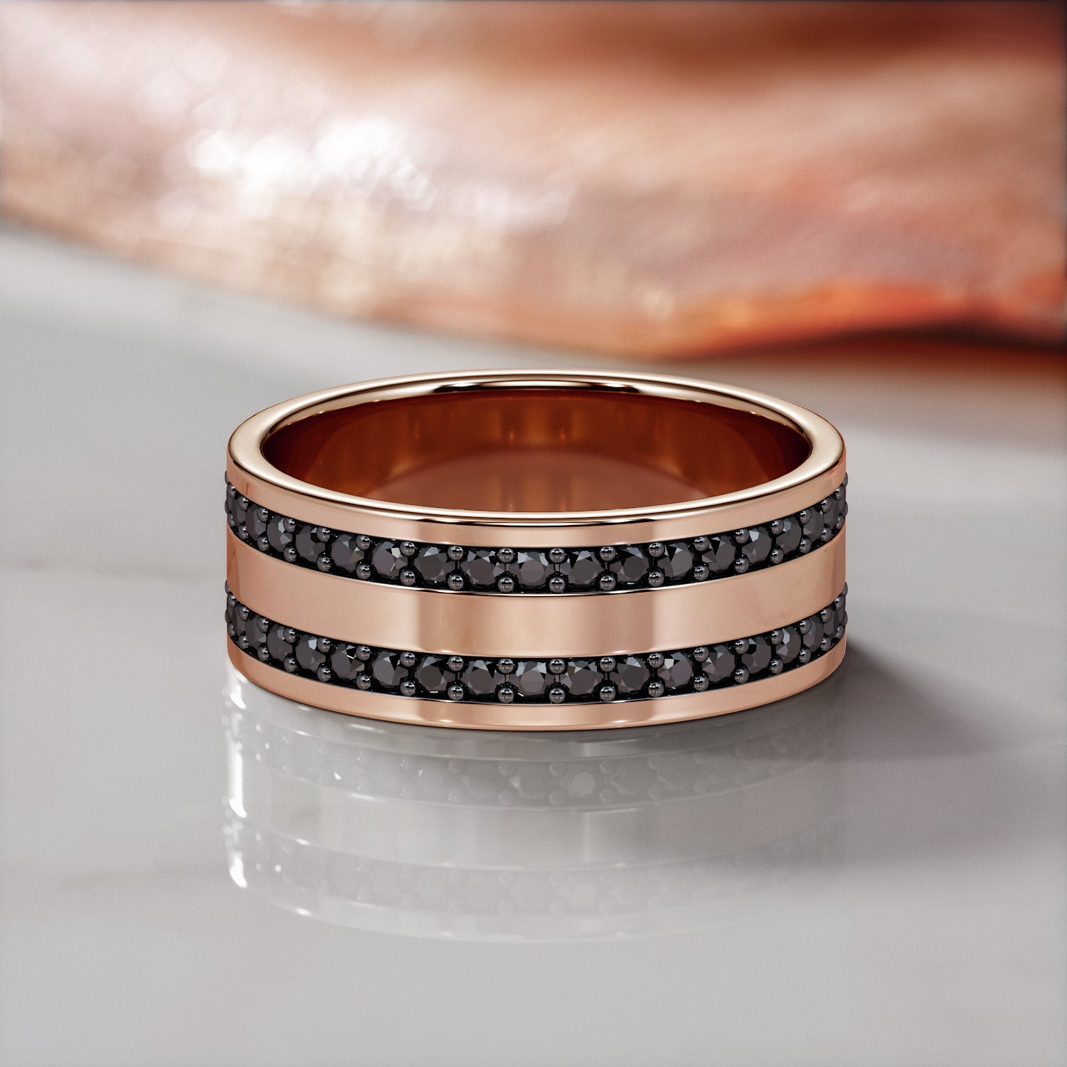 Natural Black Diamond Wedding Ring For Him