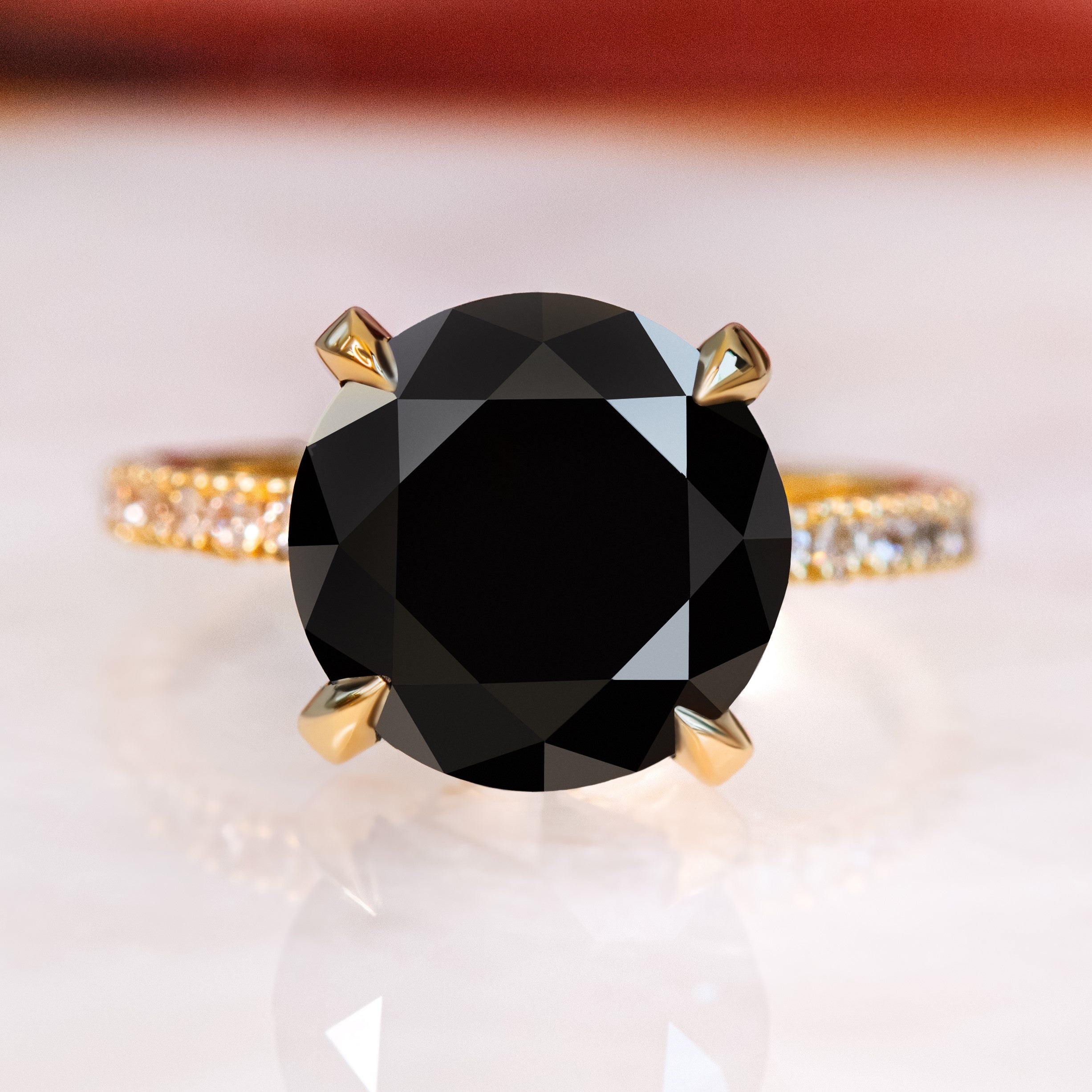 5.14 Carats Natural Black Diamond Round Engagement Ring
