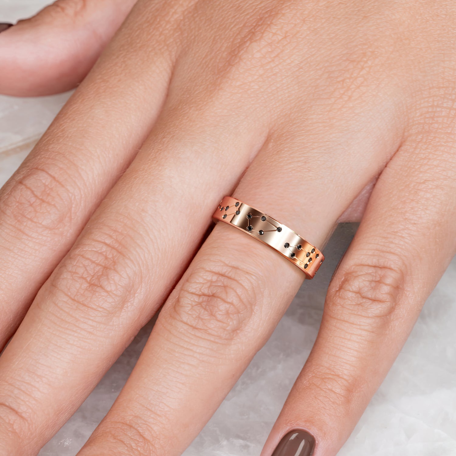 Celestial Natural Black Diamond Wedding Band For Him
