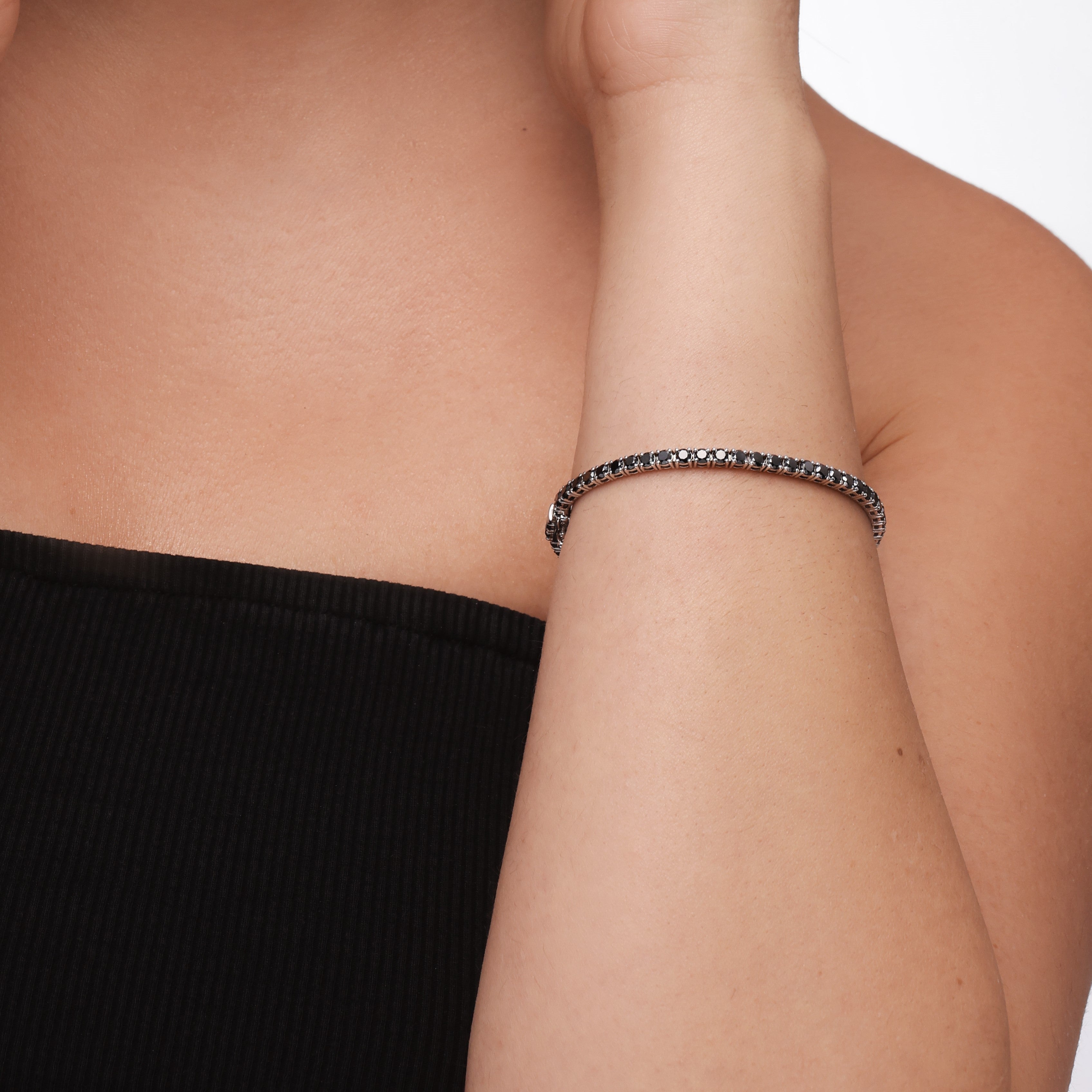 King Cobra- Tennis Bracelet Black Diamonds In White Gold