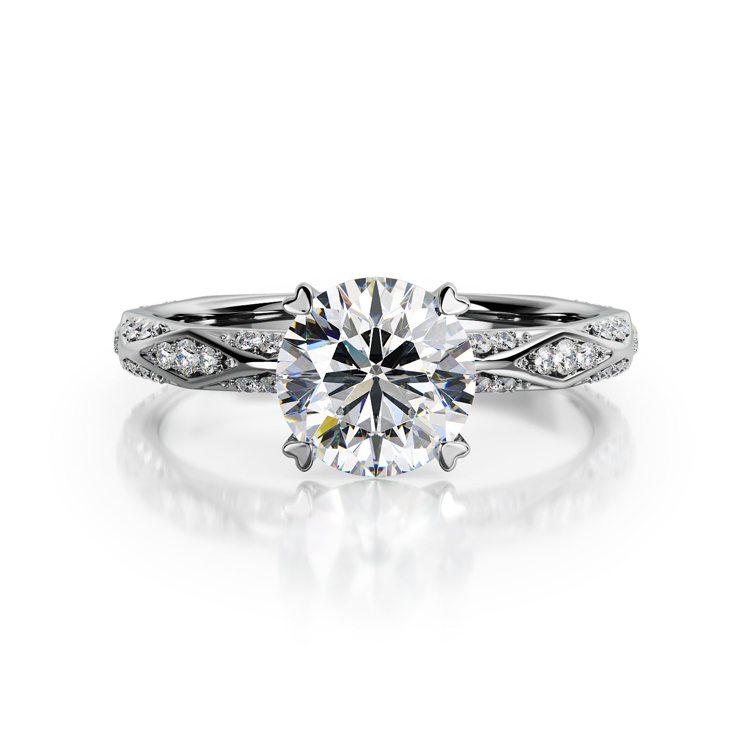 Accent Diamonds Natural Round Cut Diamond Engagement Ring