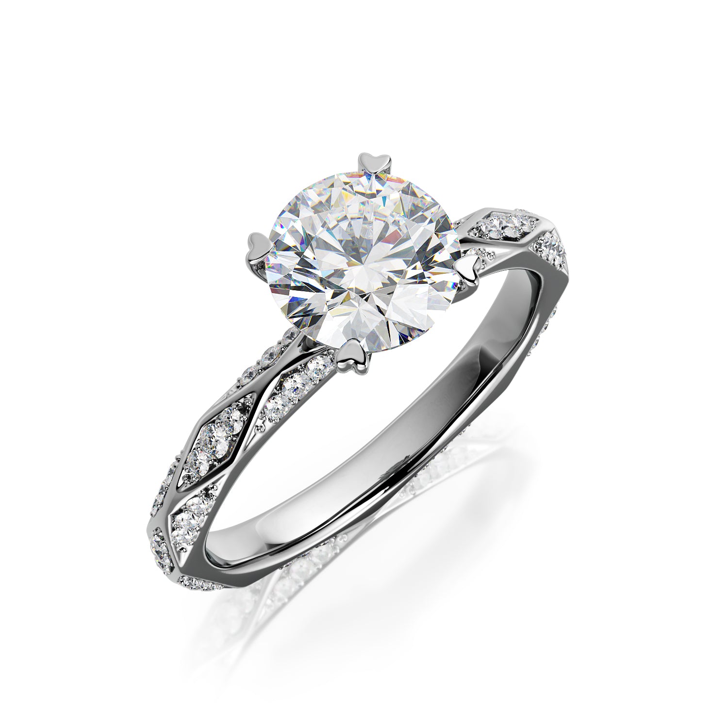 Accent Diamonds Natural Round Cut Diamond Engagement Ring