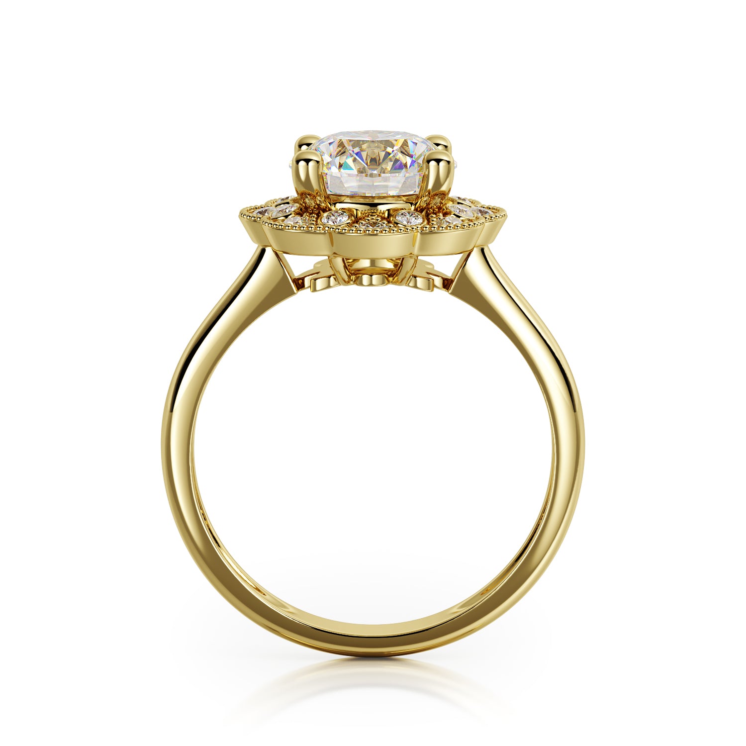 Twilight - Decorative Halo Natural Round  Diamond Engagement Ring