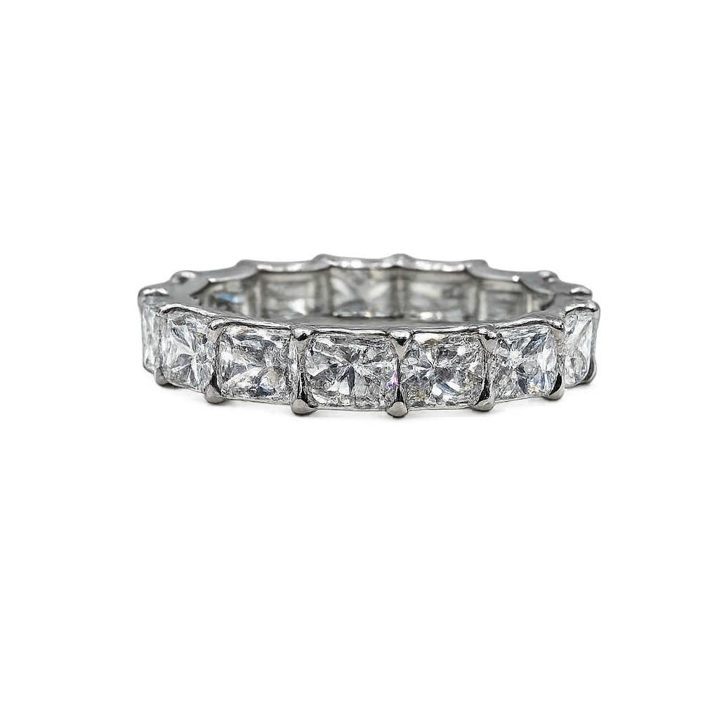 3.87 Carats Natural Diamond East-West Radiant Cut Eternity Ring in Platinum