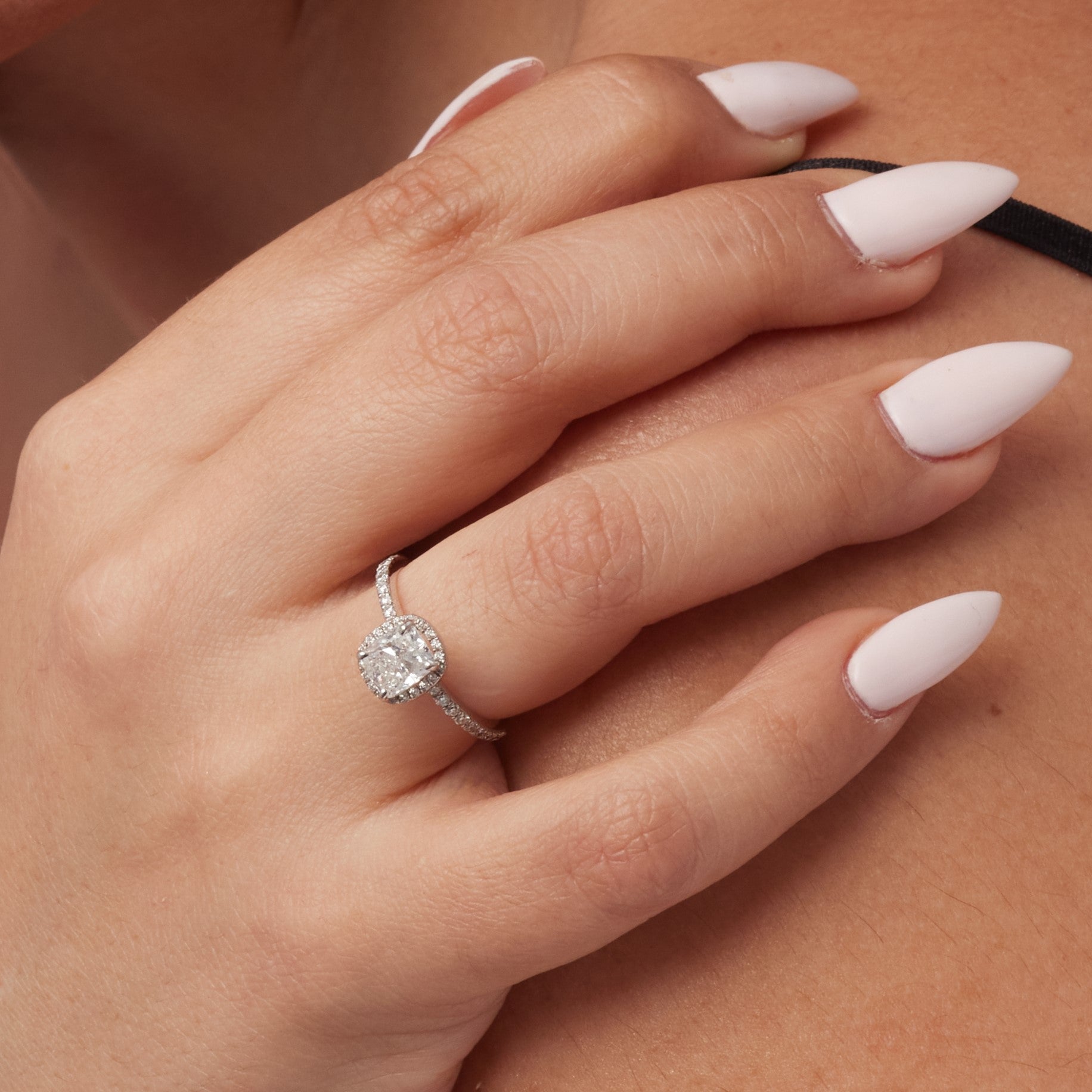Accent Diamonds Natural Cushion Cut Diamond Engagement Ring