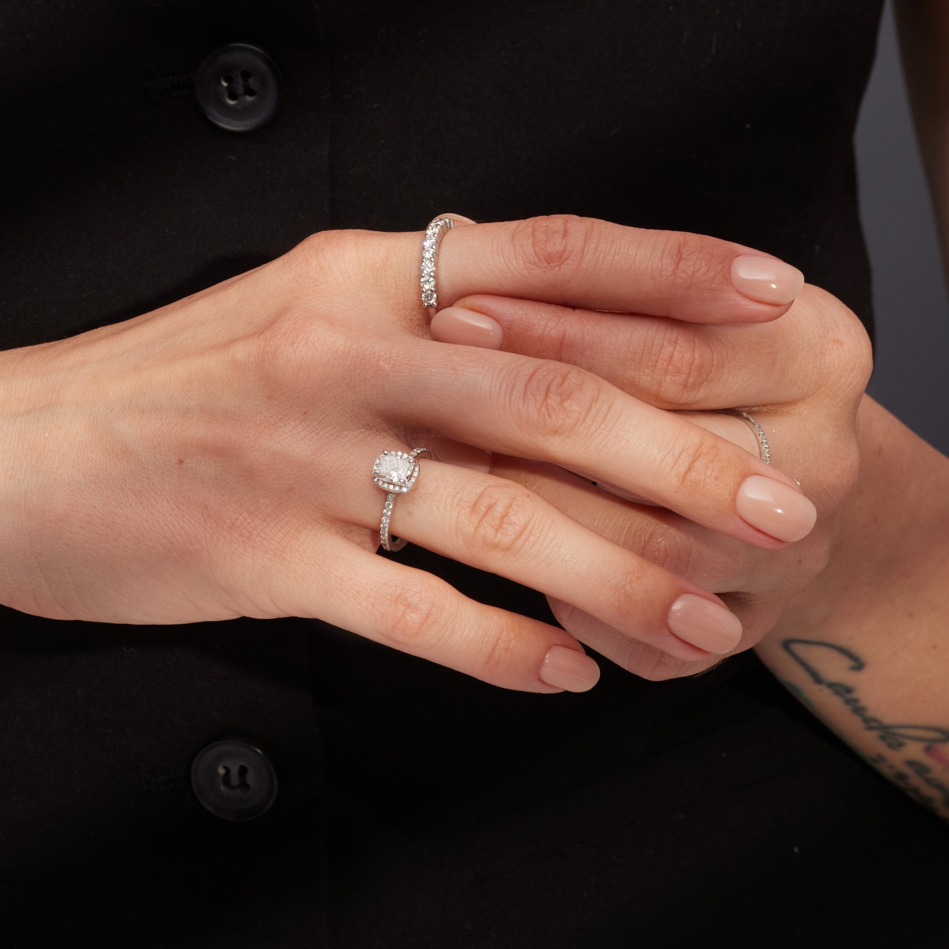 Accent Diamonds Natural Cushion Cut Diamond Engagement Ring