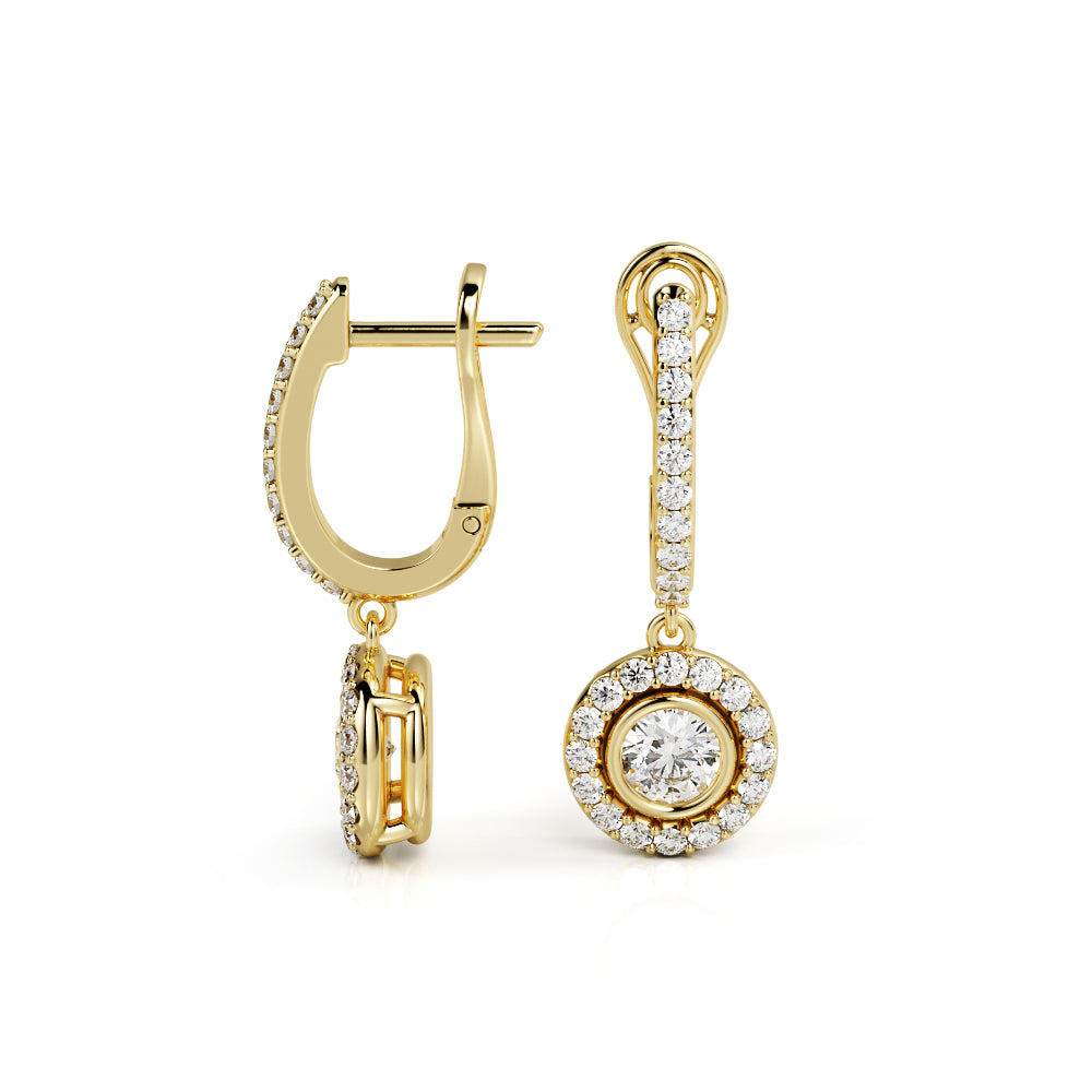 Halo Lever Back Earrings 1 Natural Diamonds in White Gold