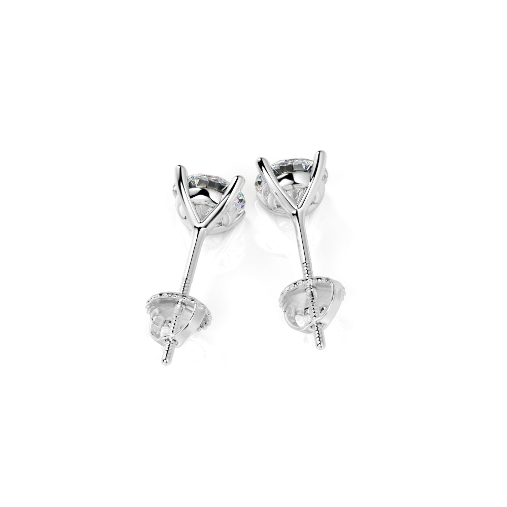 Classic Martini Stud Solitaire Earrings Natural Diamonds in 14K Gold