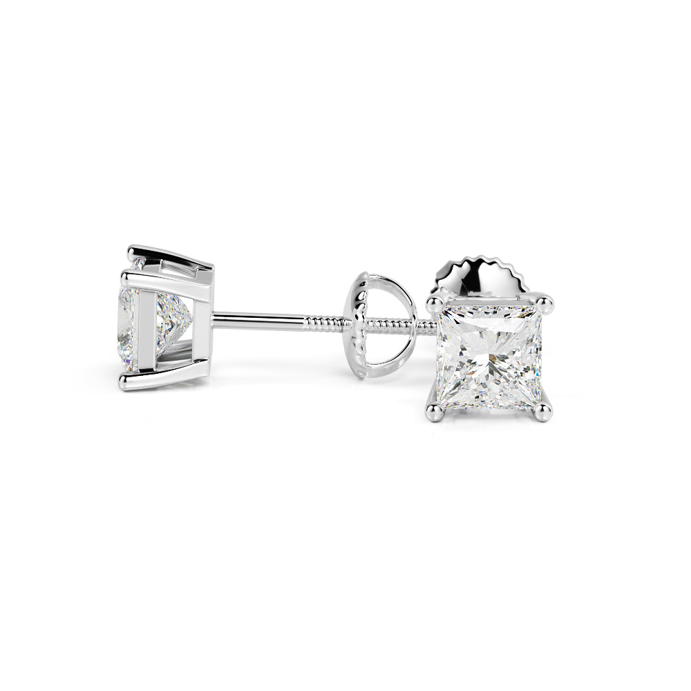Stud Solitaire Earrings 1 Natural Diamonds in Yellow Gold