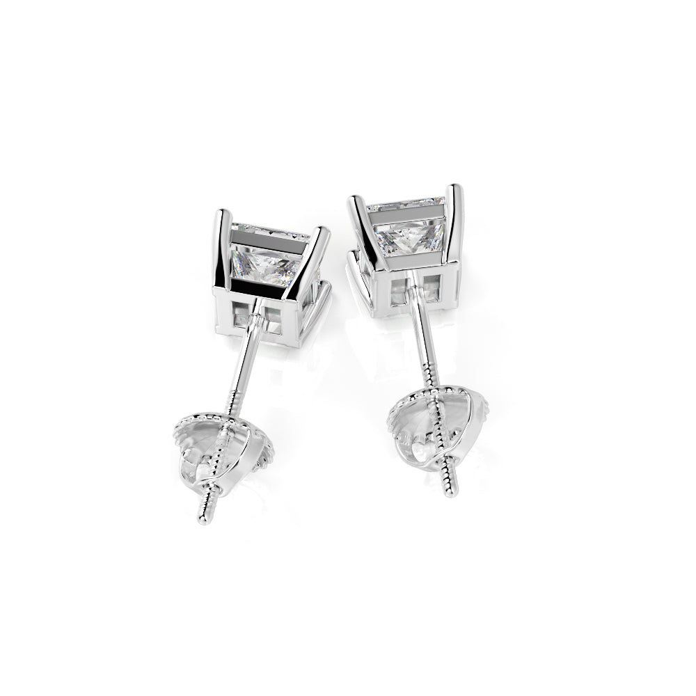 Stud Solitaire Earrings 1 Natural Diamonds in Yellow Gold