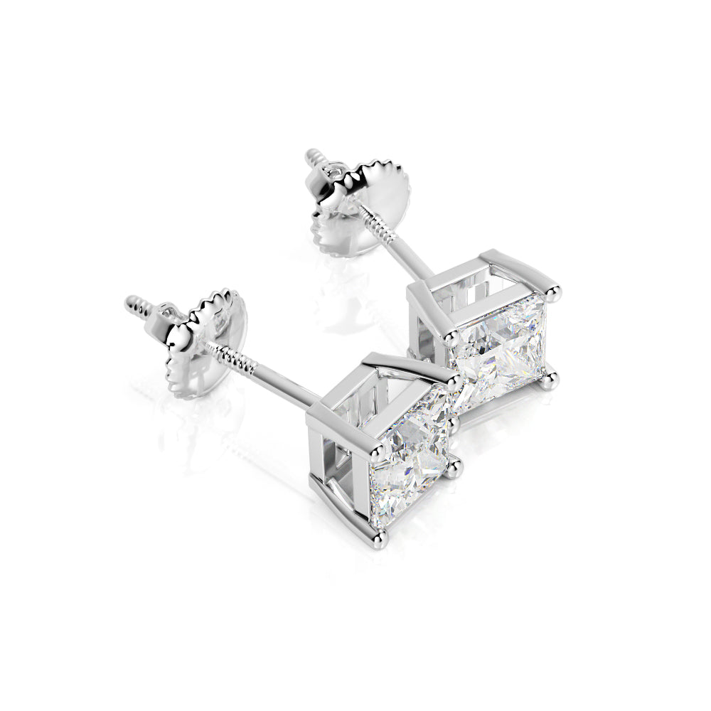 Stud Solitaire Earrings 1 Natural Diamonds in Yellow Gold