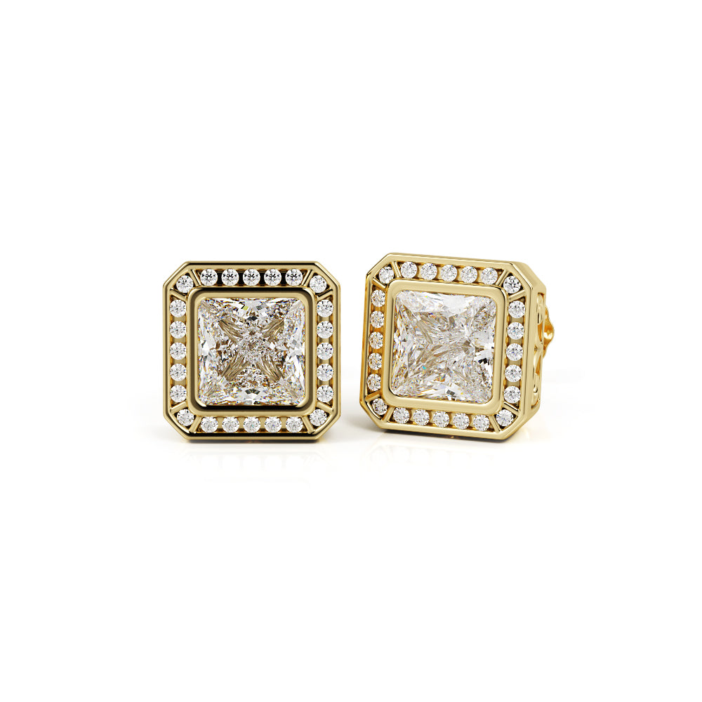 Vintage Solitaire Earrings 2 Natural Diamonds in White Gold