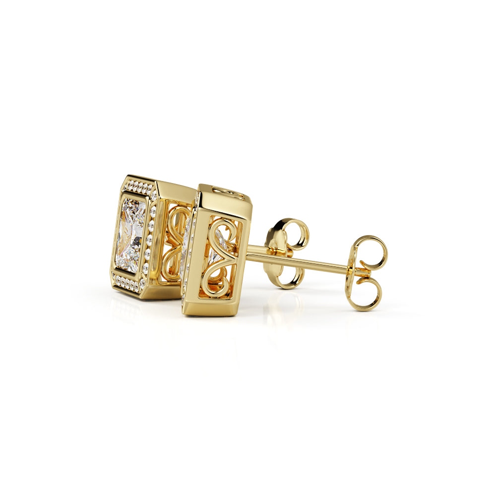 Vintage Solitaire Earrings 2 Natural Diamonds in White Gold