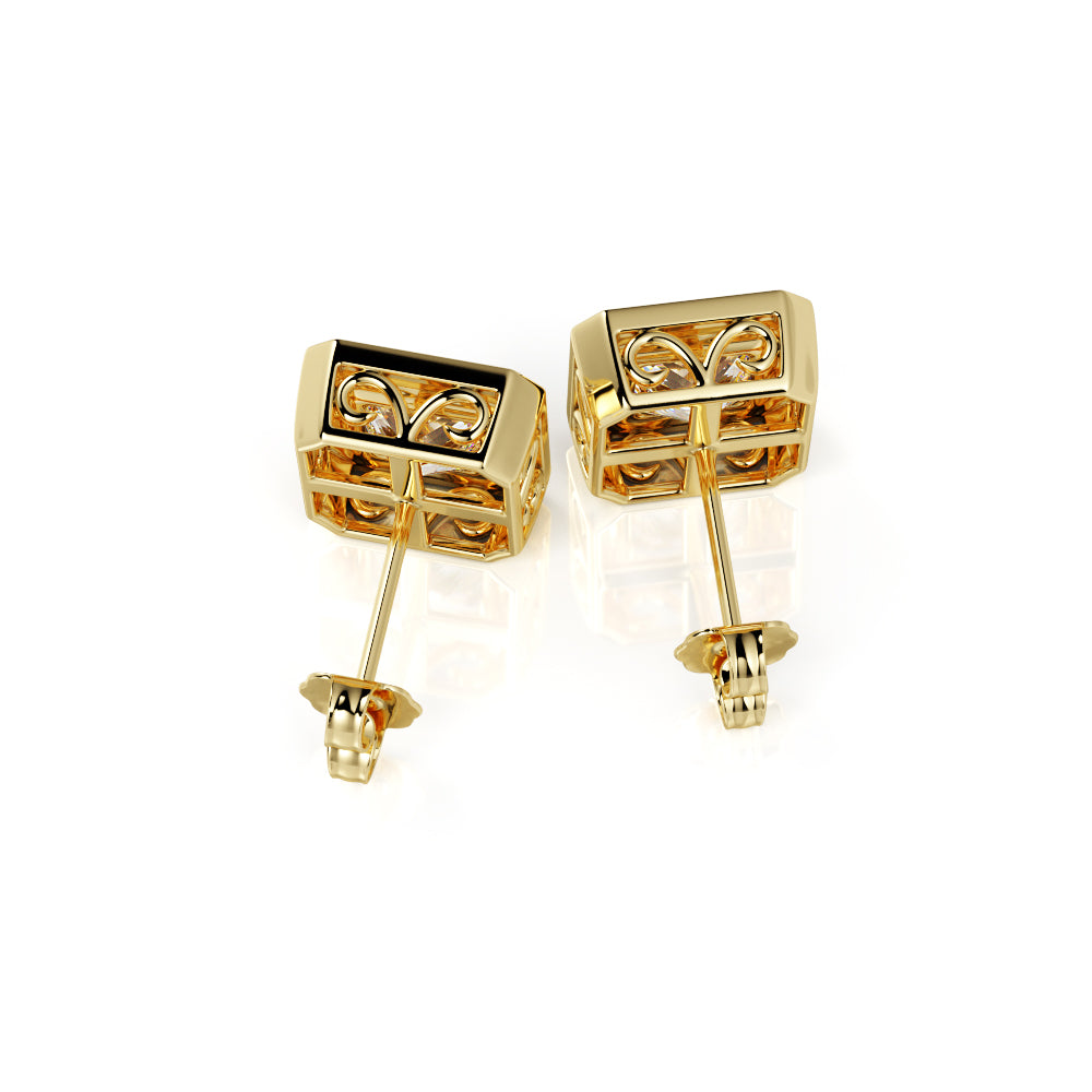 Vintage Solitaire Earrings 2 Natural Diamonds in White Gold