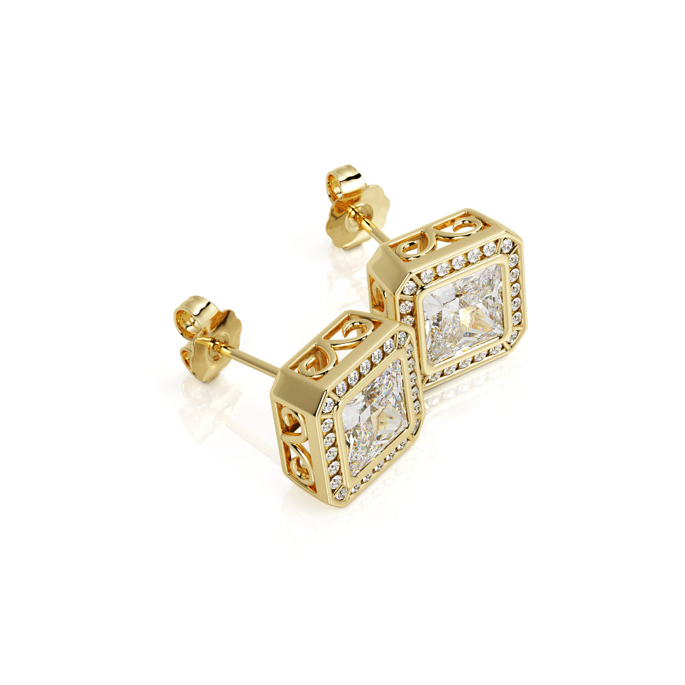 Vintage Solitaire Earrings 2 Natural Diamonds in White Gold