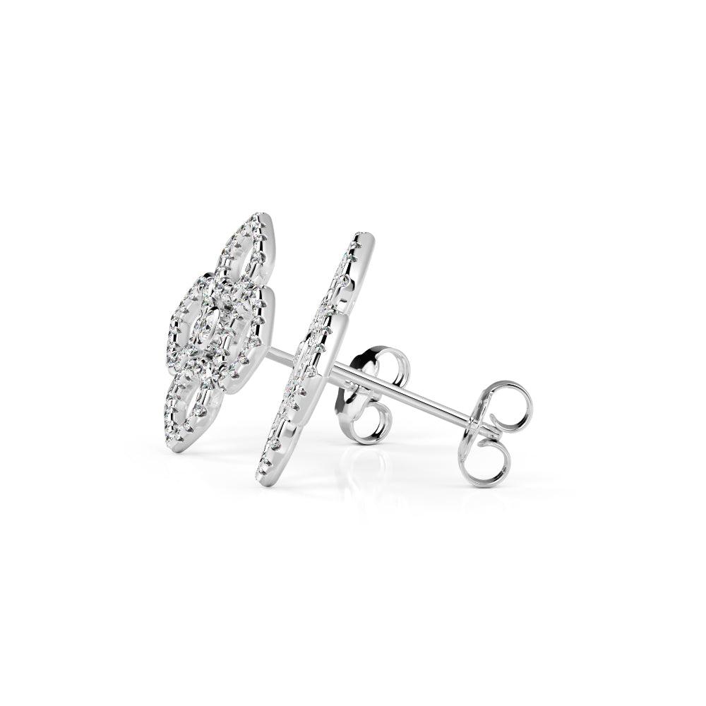 Floral Stud Earrings 1 Natural Diamonds in Yellow Gold
