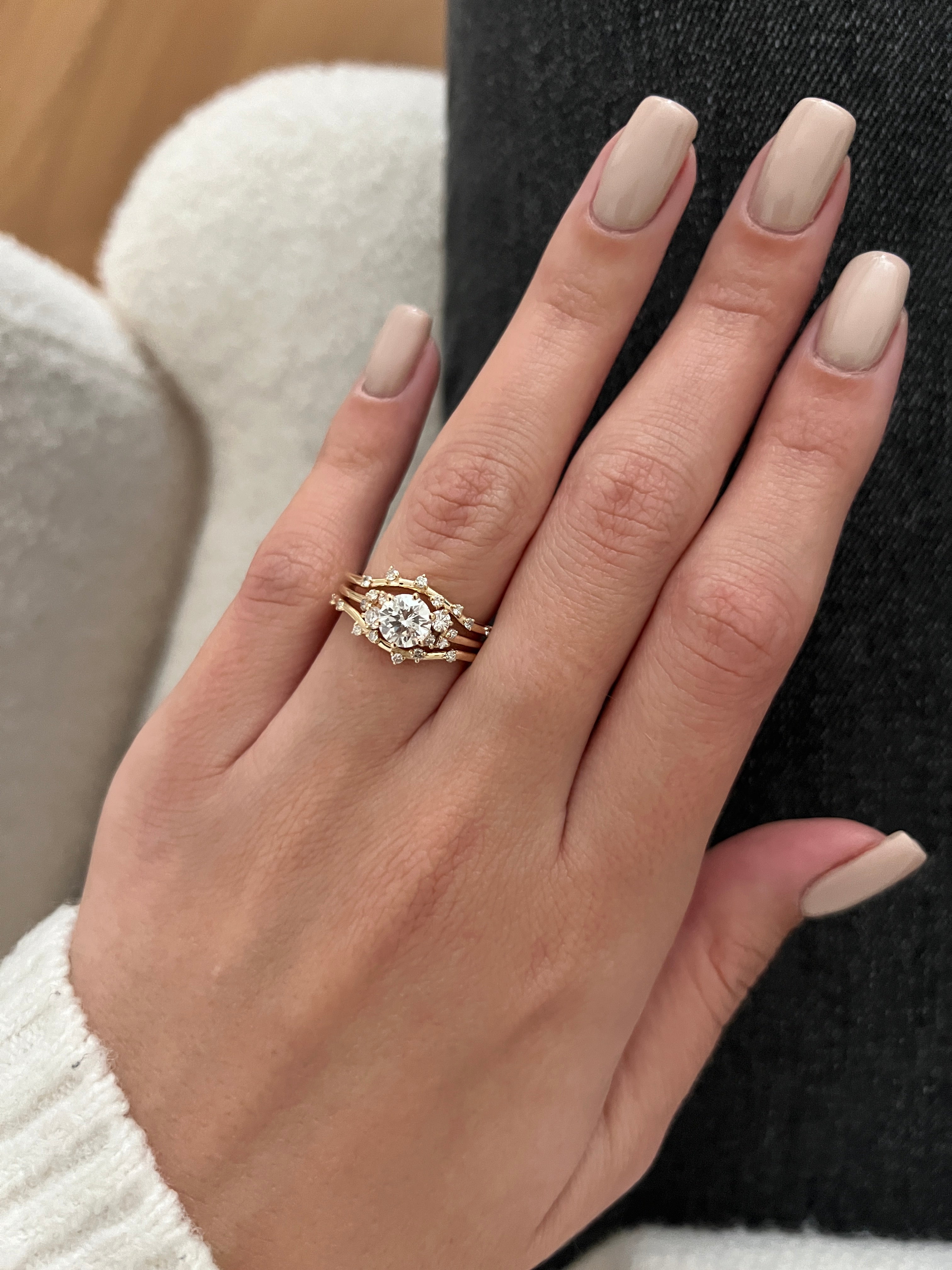 Delicate Natural Round Cut Diamond Engagement Ring