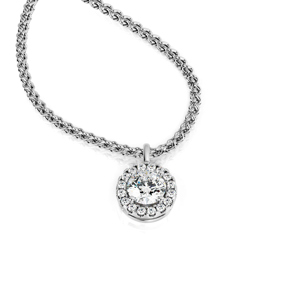 Light Pillar - Natural Diamond Halo Pendant with a Yellow Necklace