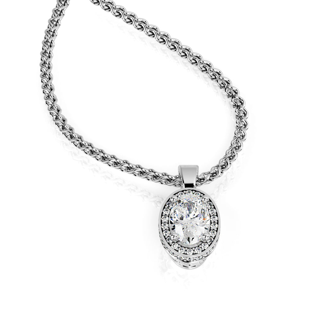 Noctilucent - Natural Diamond Double Halo Pendant with a Yellow Necklace