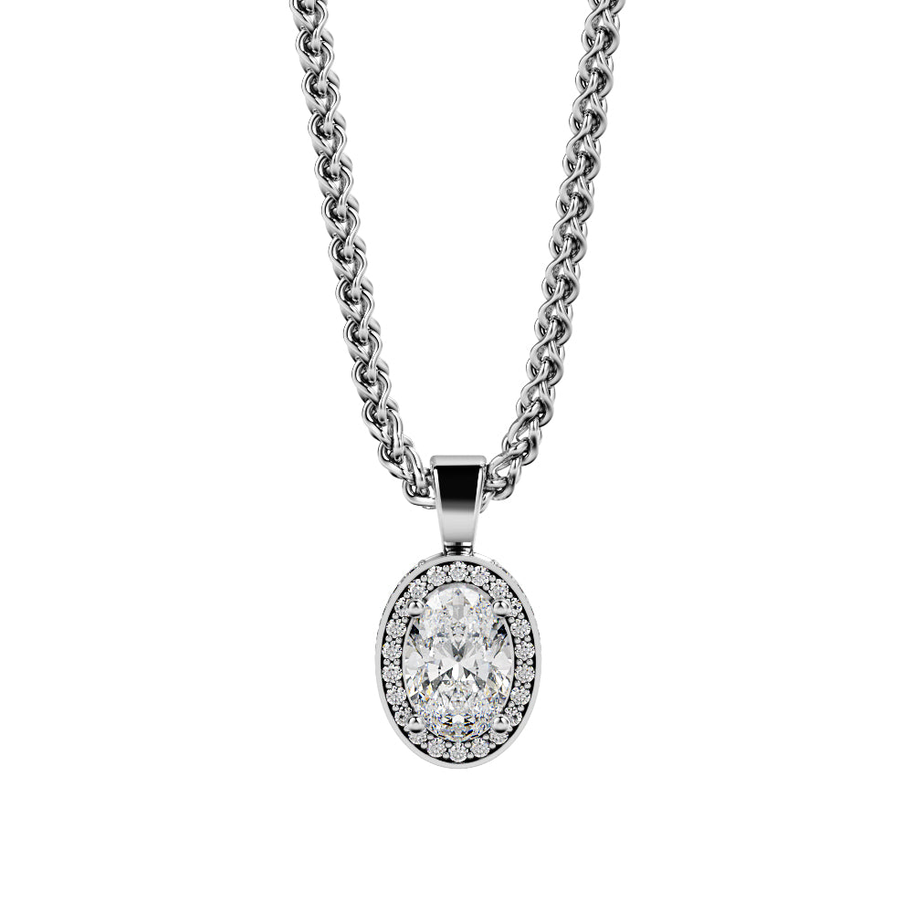 Noctilucent - Natural Diamond Double Halo Pendant with a Yellow Necklace