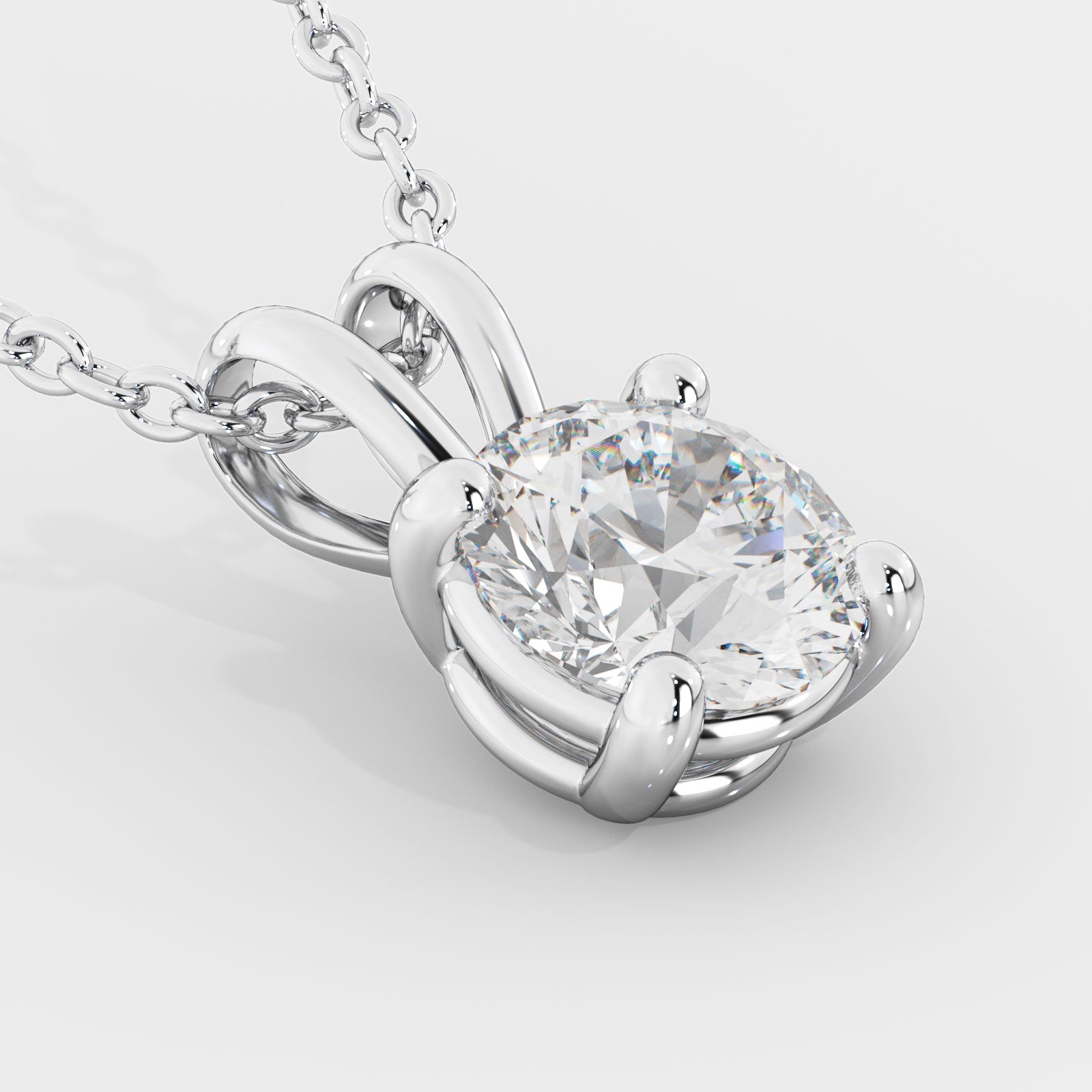 2 Carat Natural Diamond Solitaire Pendant with a Yellow Gold Necklace