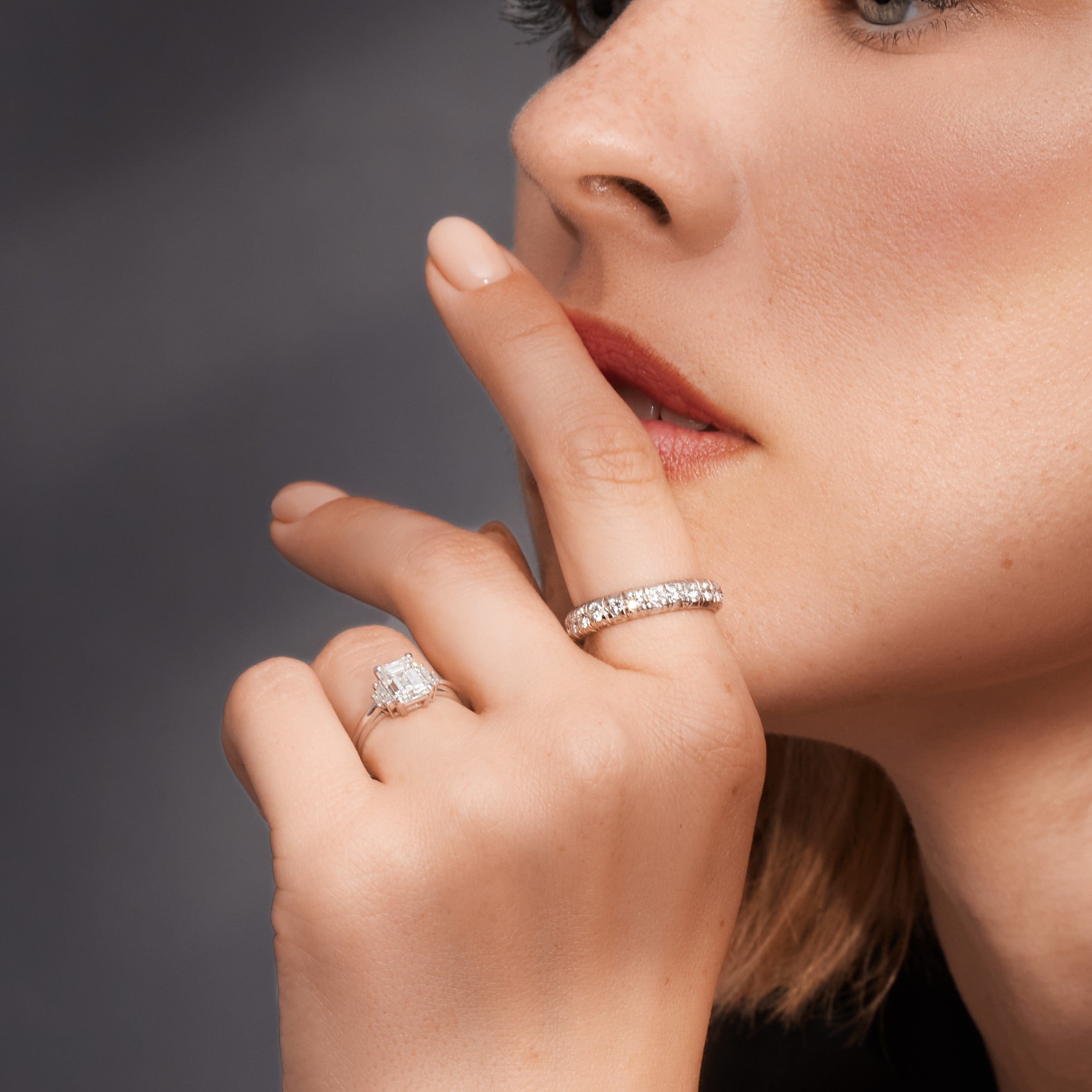 4 Prongs Natural Emerald  Diamond Engagement Ring