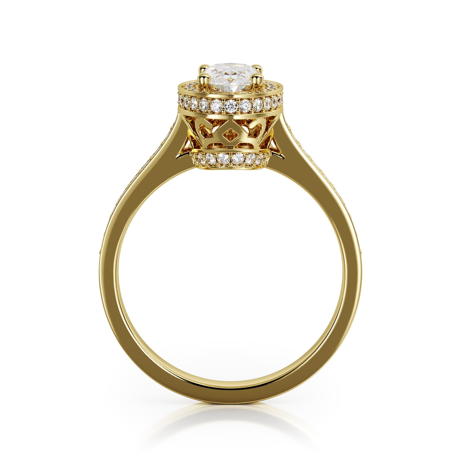 Vintage Channel Natural Oval  Diamond Engagement Ring