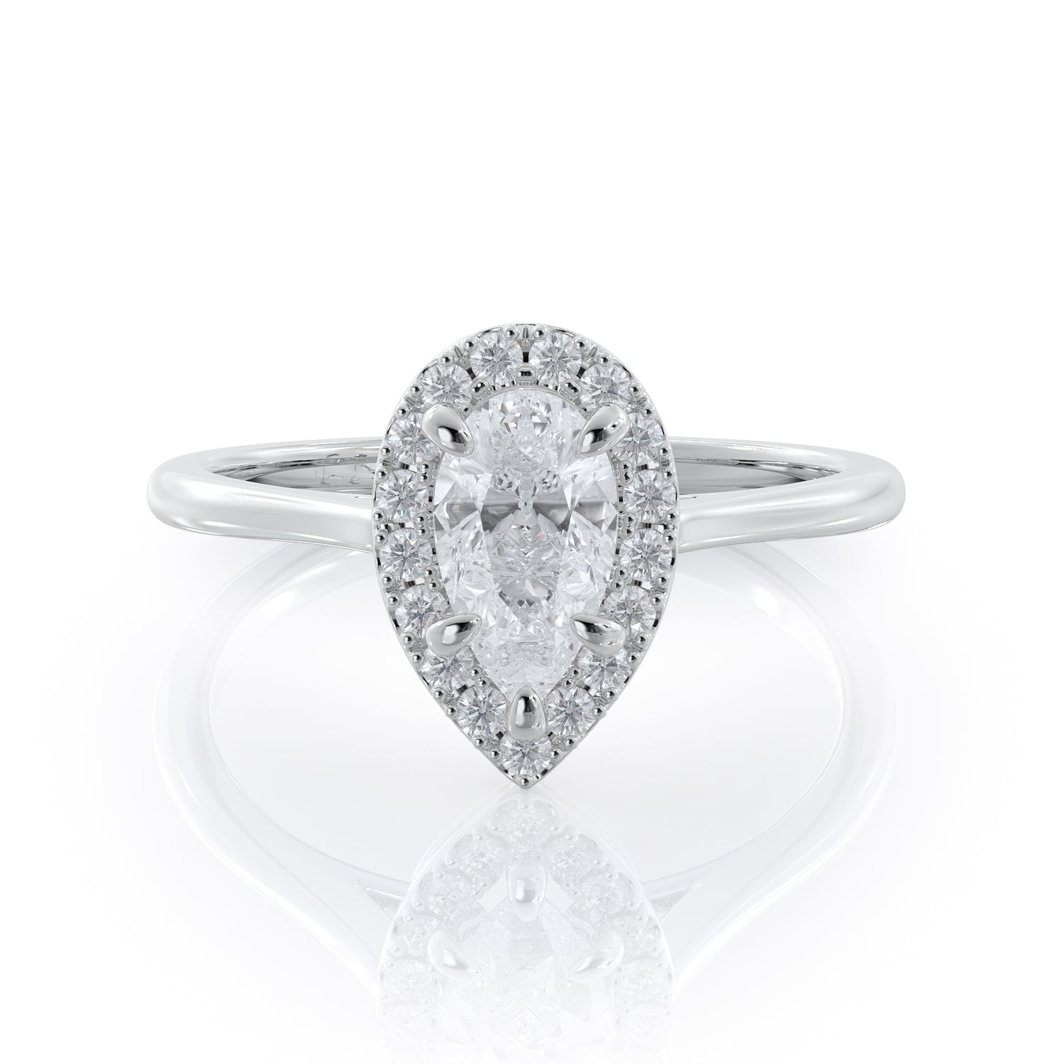 Rounded Band Natural Pear Cut Diamond Engagement Ring in Rose Gold