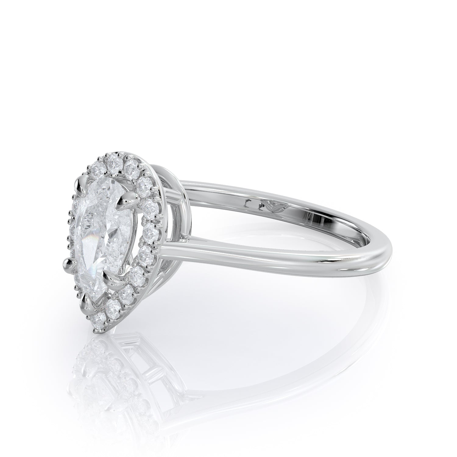 Rounded Band Natural Pear Cut Diamond Engagement Ring in Rose Gold