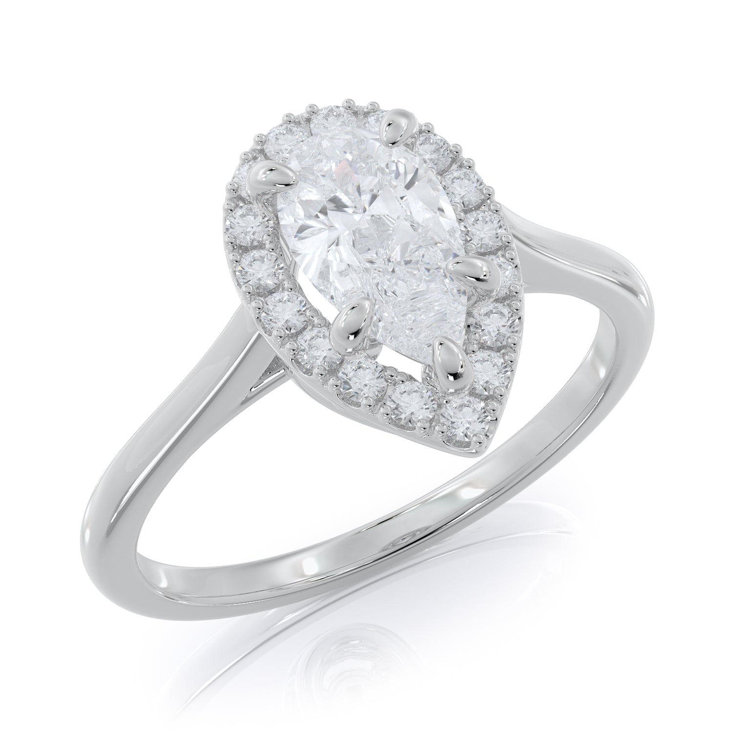 Rounded Band Natural Pear Cut Diamond Engagement Ring in Rose Gold