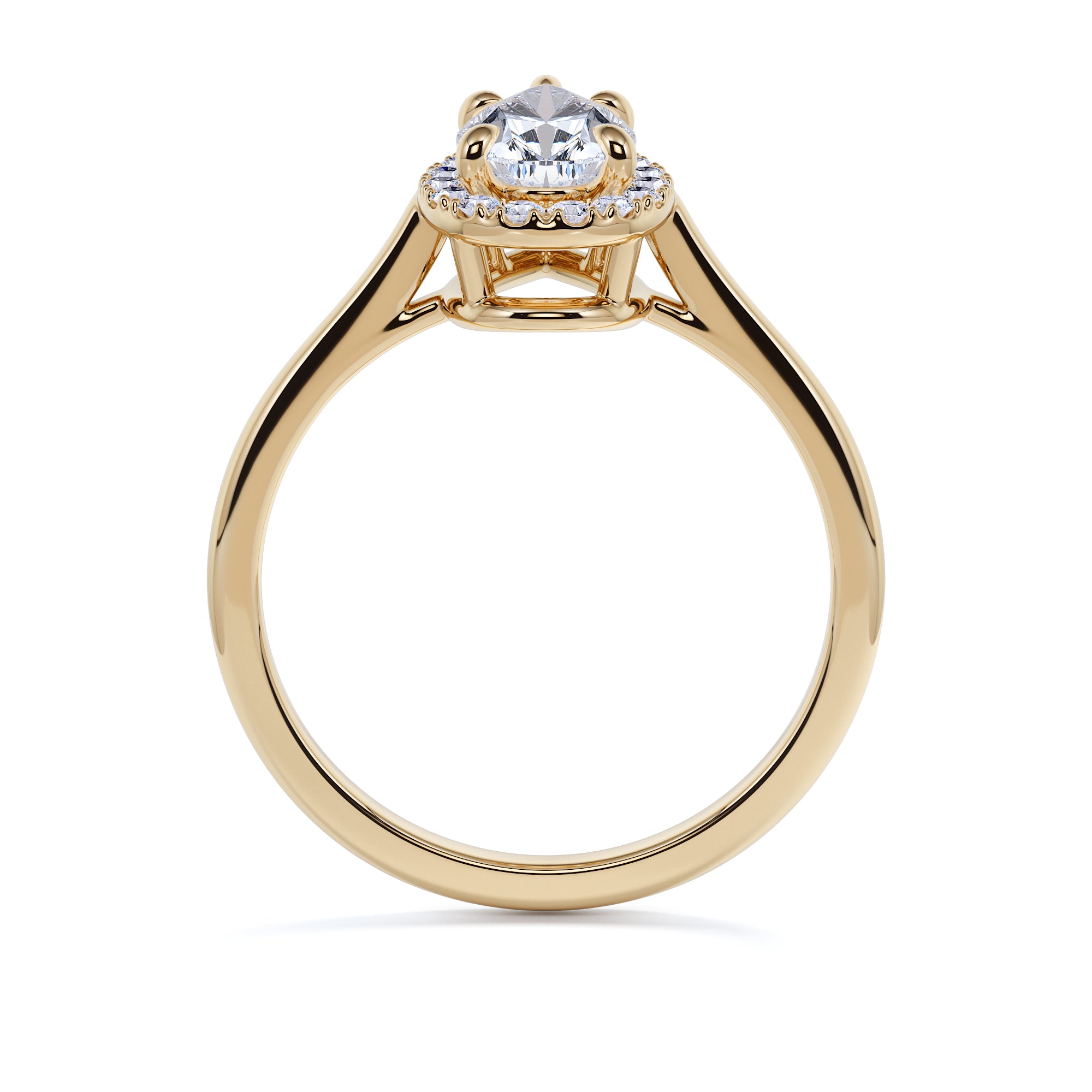 Rounded Band Natural Pear Cut Diamond Engagement Ring in Rose Gold